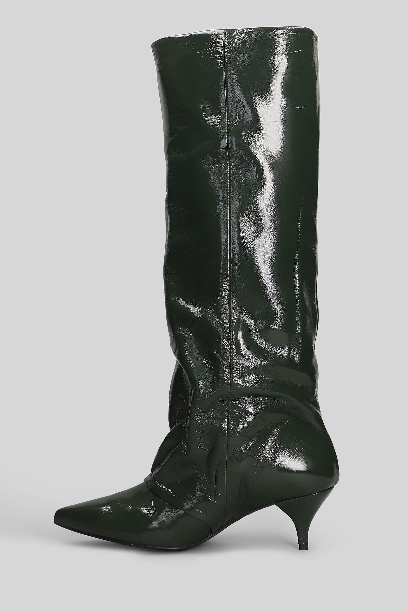 Alchimia High Heels Boots In Green Leather In Green