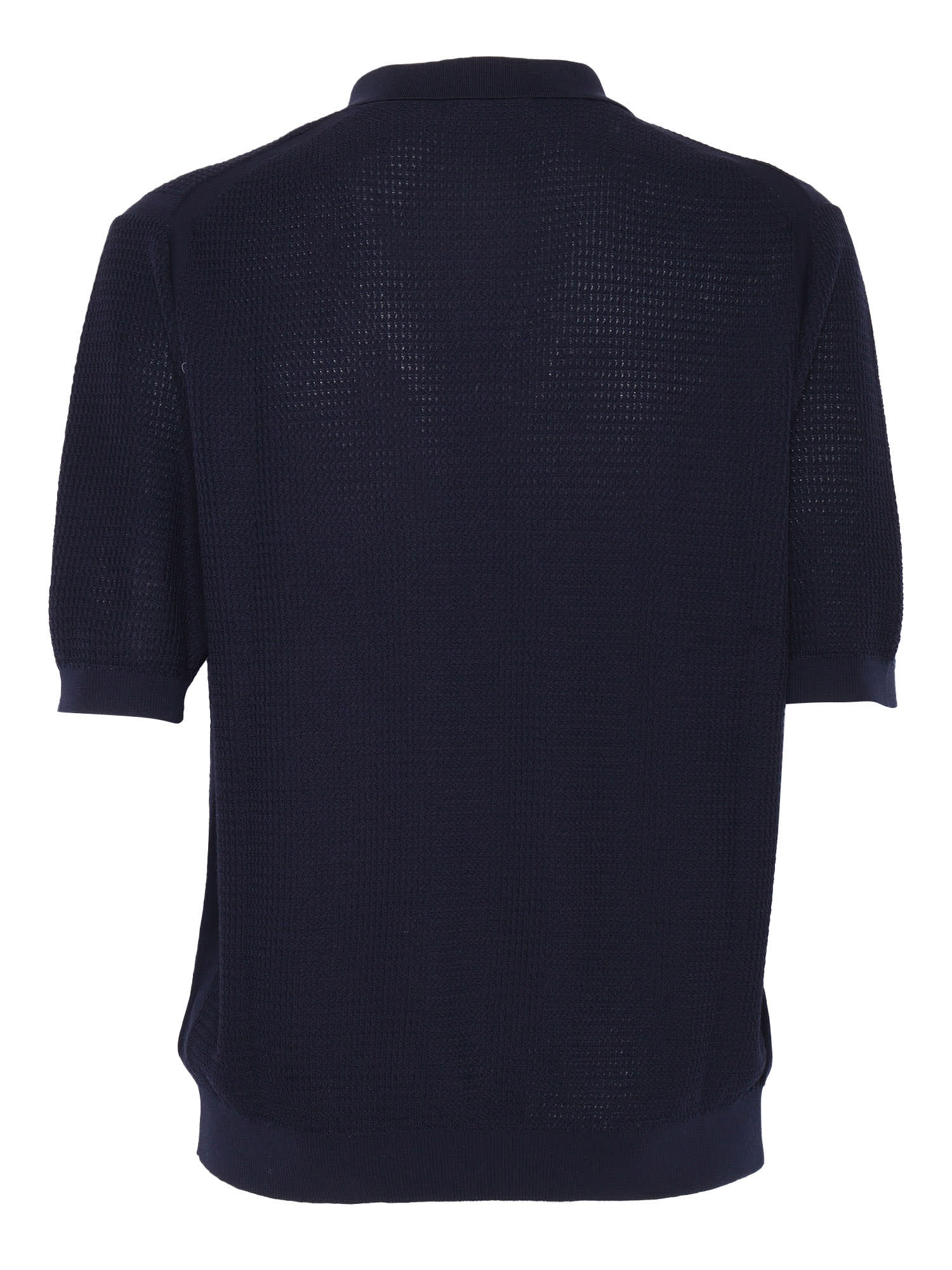 Ballantyne Short-sleeve Waffle-knit Polo Shirt In Blue