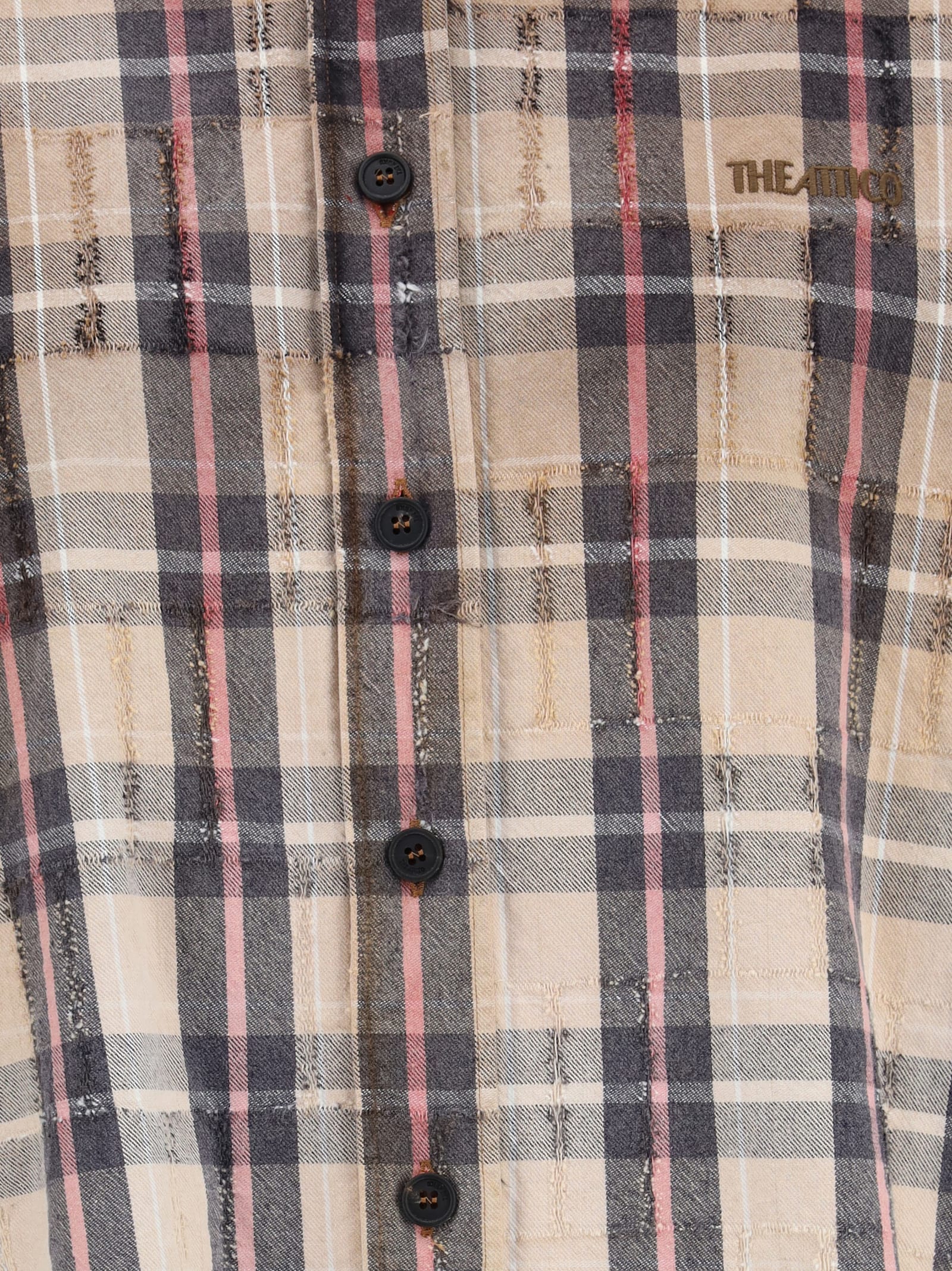 Attico Diana Checked Cotton Flannel Shirt In Multi