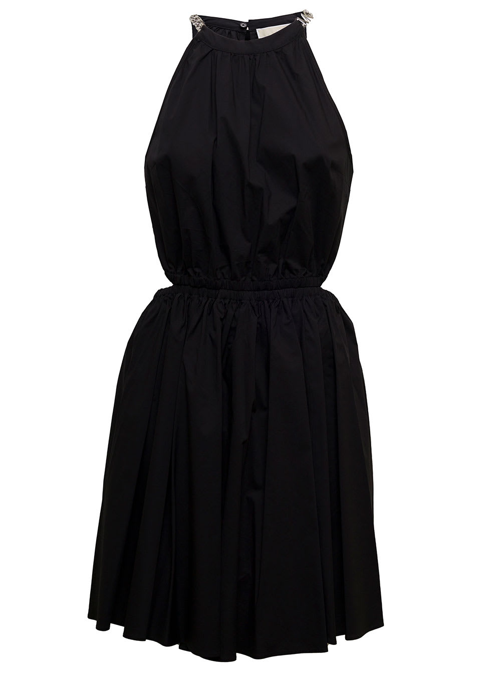 MICHAEL Michael Kors M Michael Kors Womans Black Cotton Poplin Dress With Cut Out Inserts