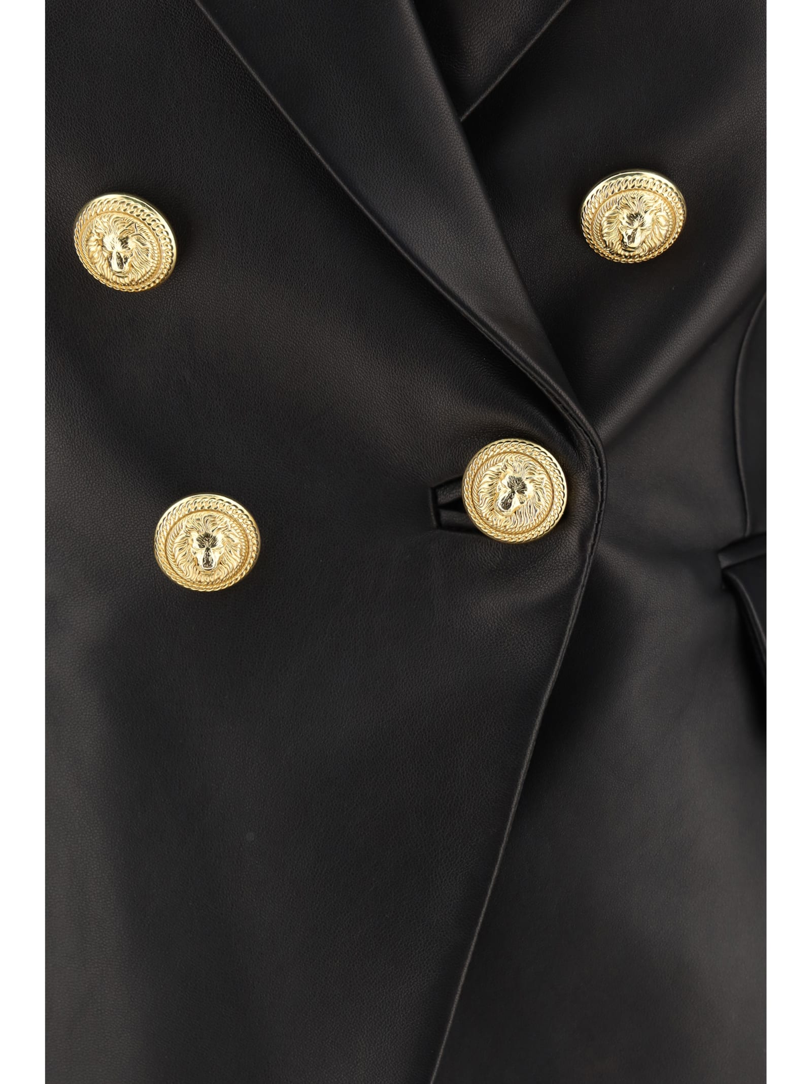 Shop Balmain Leather Blazer Jacket In 0pa Noir