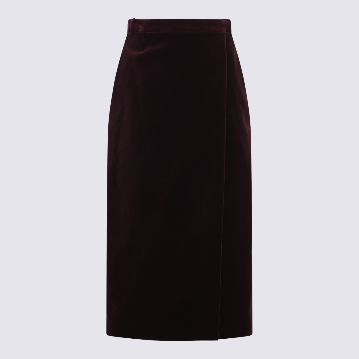Saint Laurent Wine Cotton Pencil Skirt In Burgundy