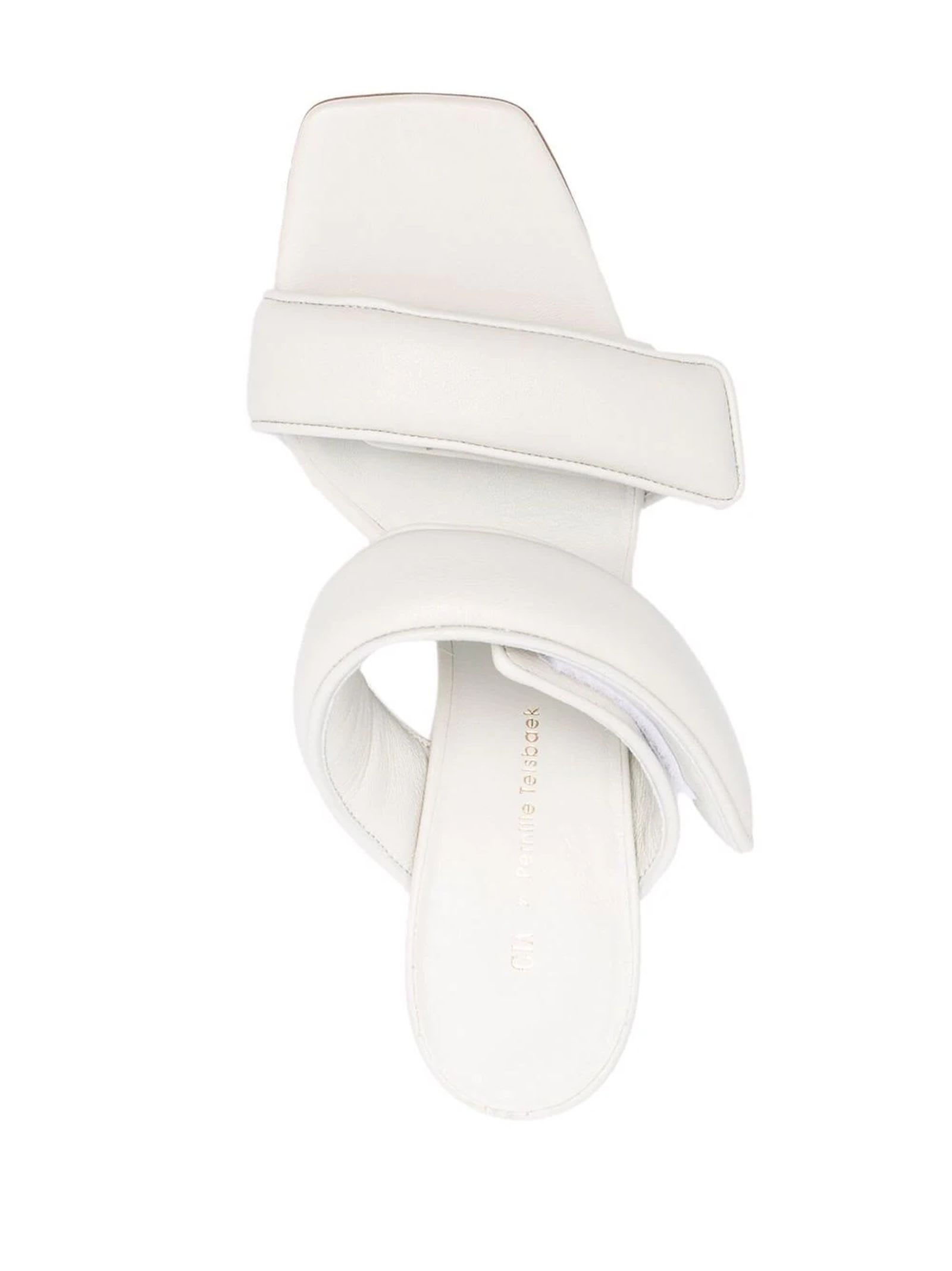 Shop Gia Borghini White Leather Perni 03 Sandals In Shell
