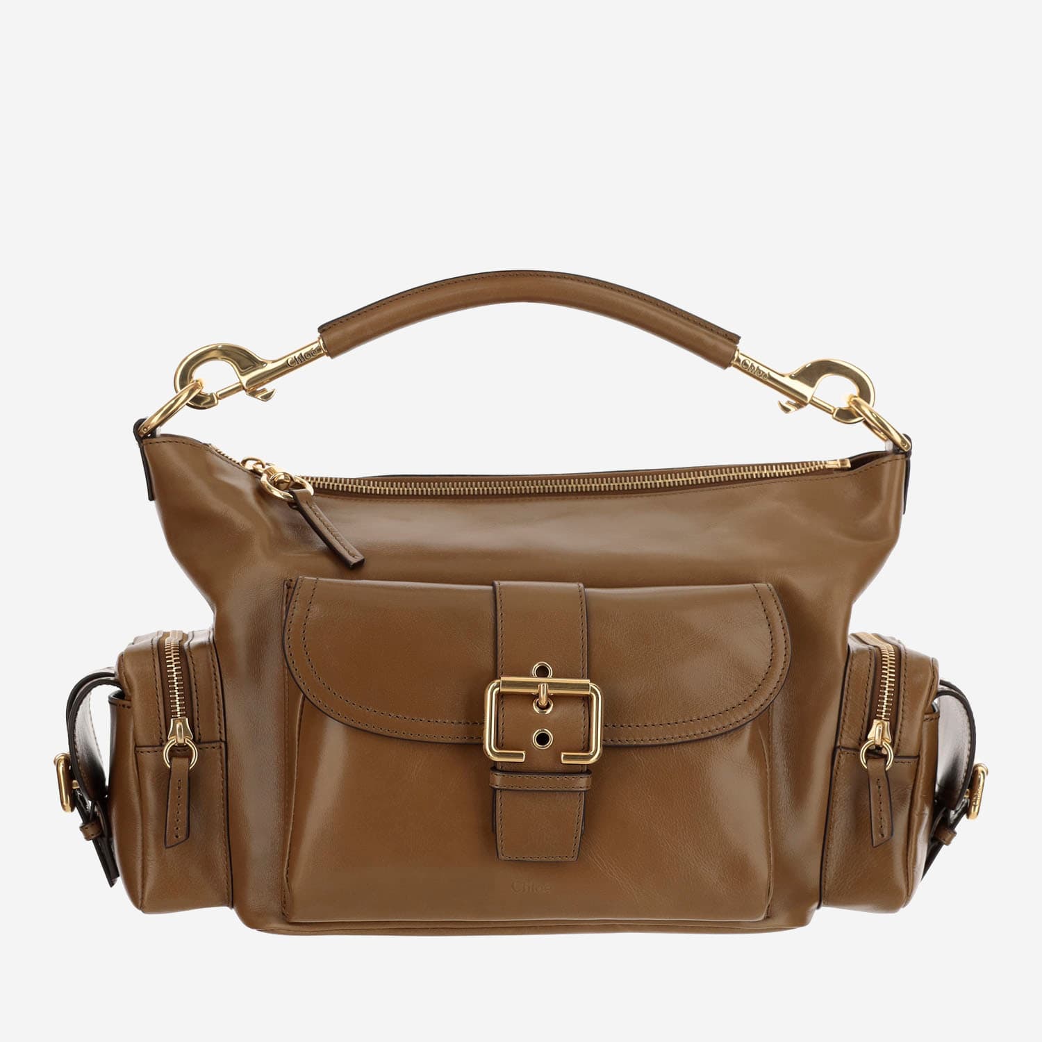 Shop Chloé Shiny Leather Camera Bag In Green