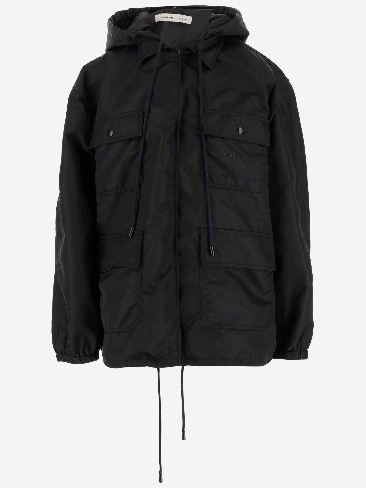 Glossy Nylon Hooded Jacket