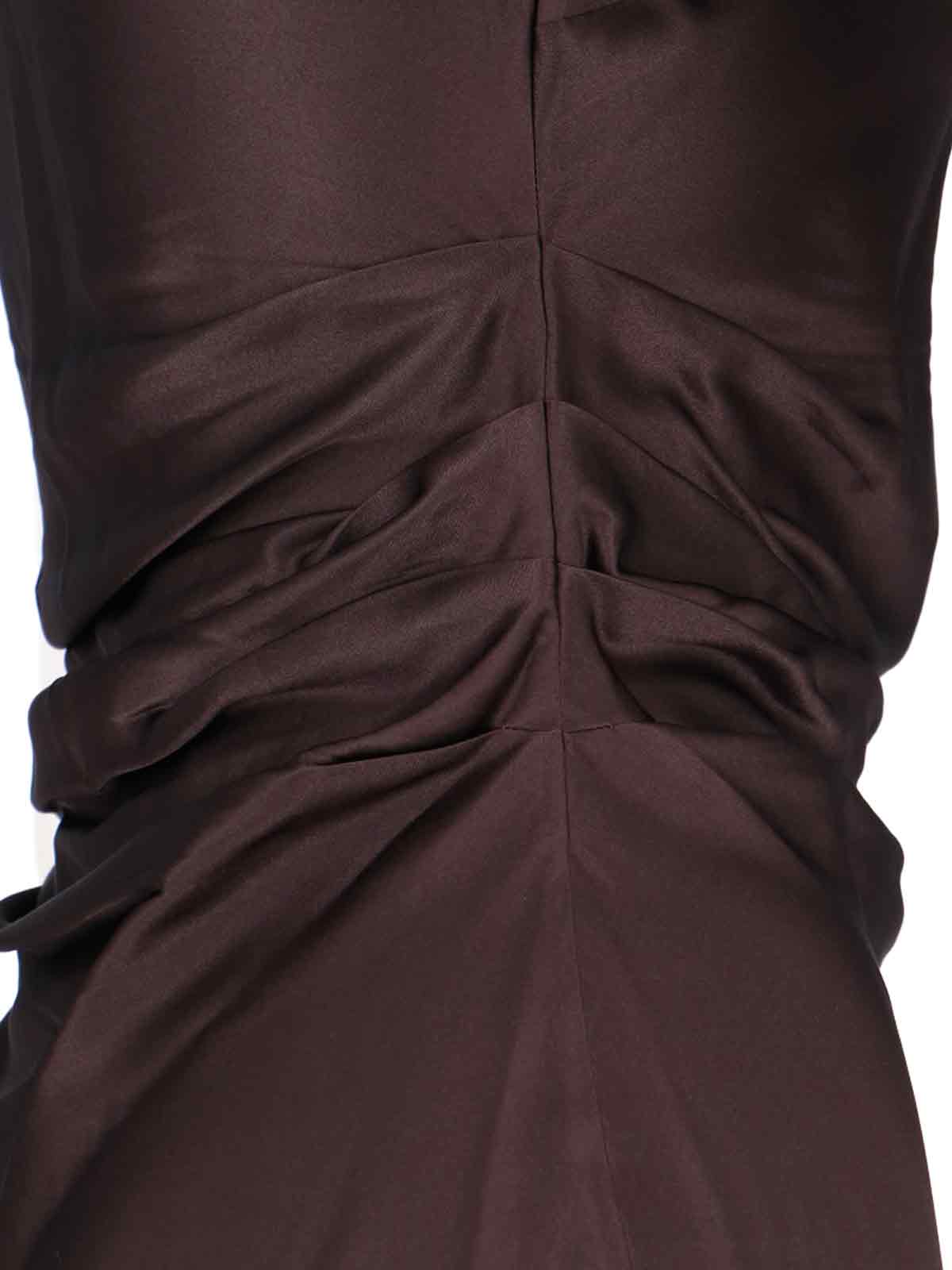 Staud Marcel Ruched Stretch-silk Charmeuse Midi Dress In Brown