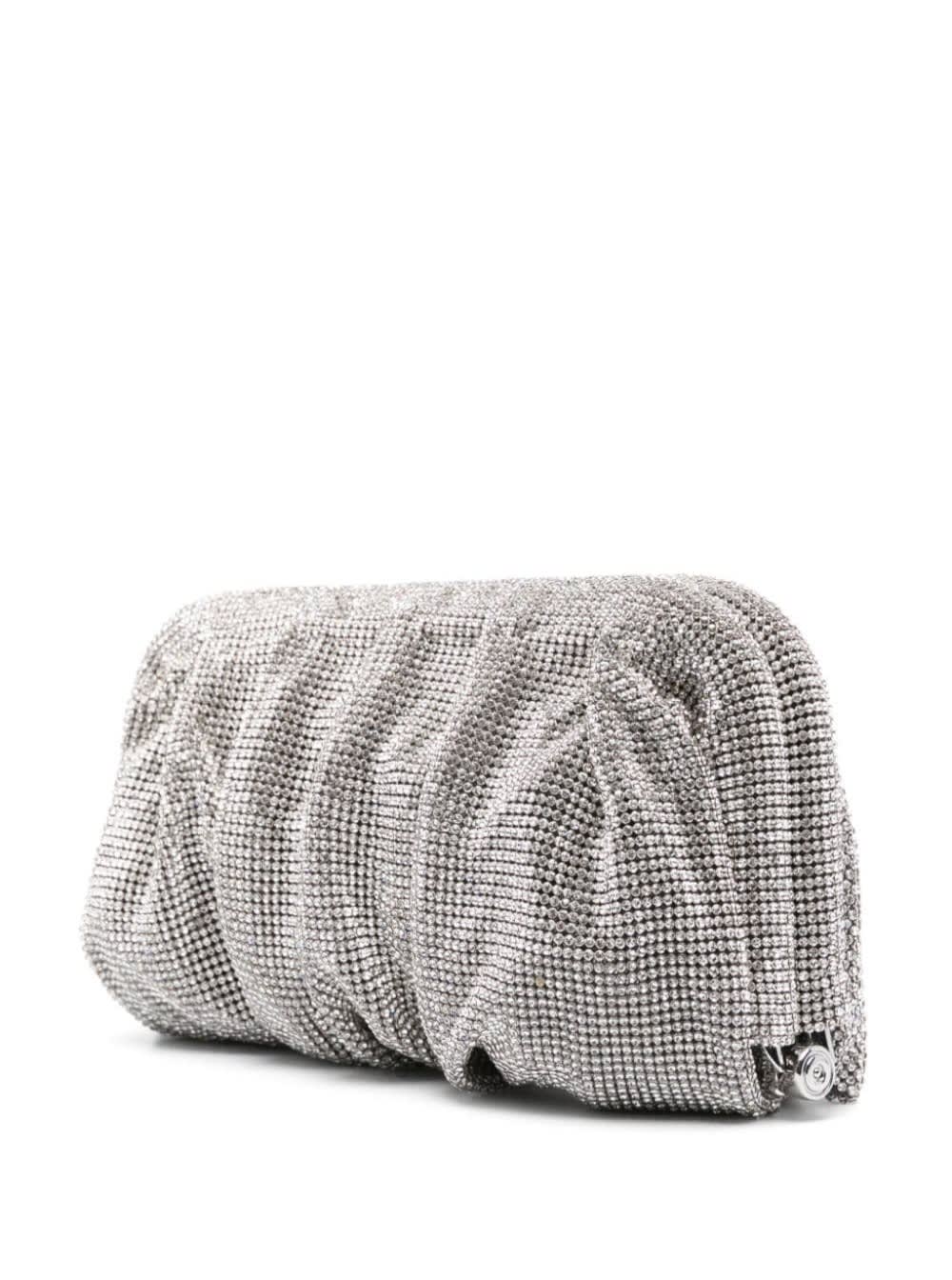 Shop Benedetta Bruzziches Venus La Grande Silver Clutch Bag In Fabric With Allover Crystals Woman