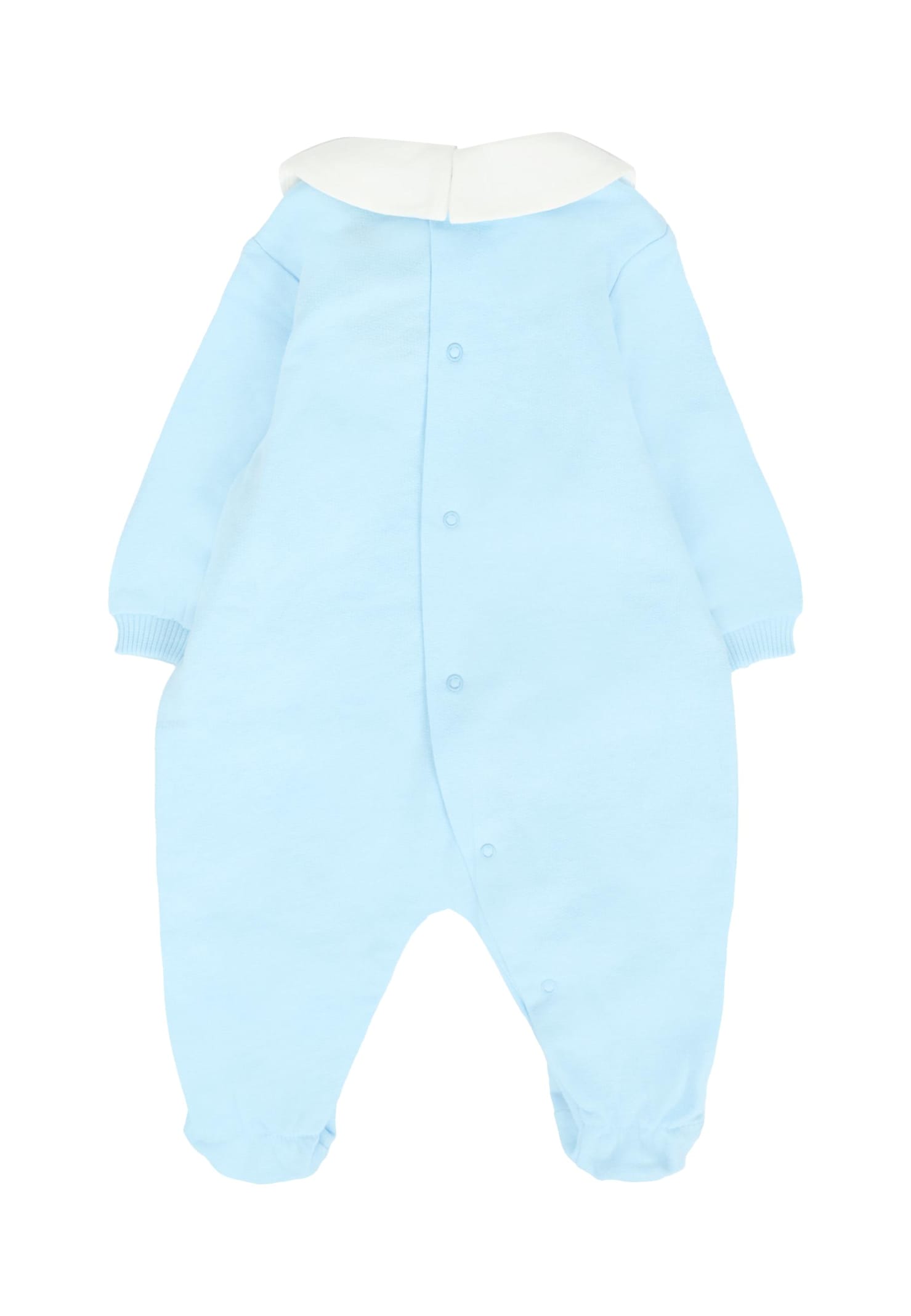 Moschino Light Blue Babygrow Set For Baby Boy With Teddy Bear In Blue