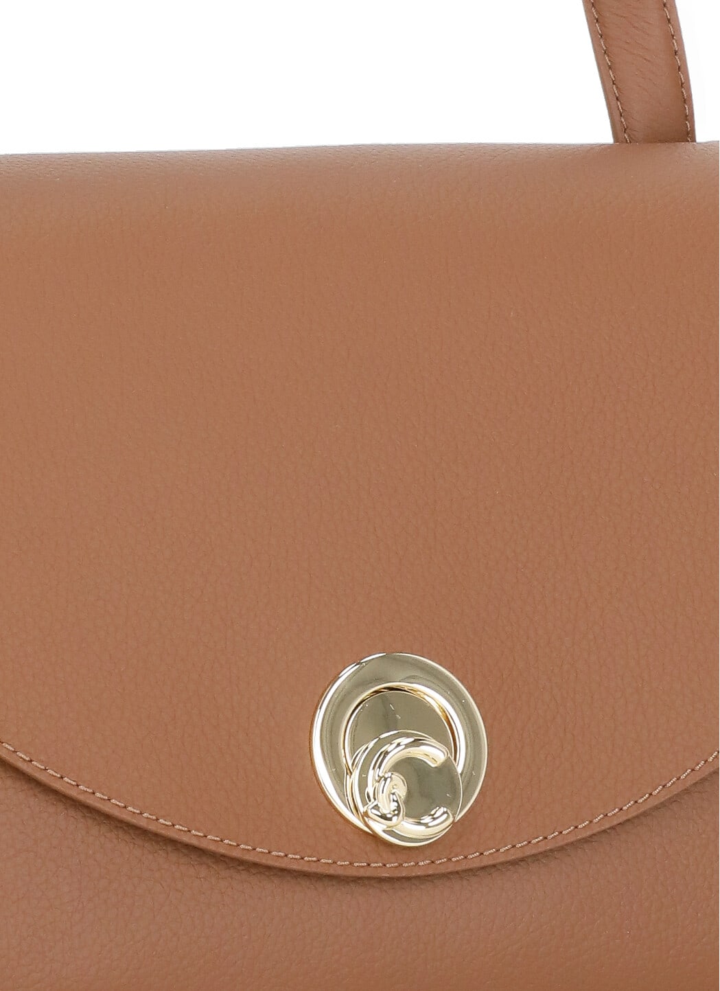 Coccinelle Curved Top Handbag With Circular Detail And Detachable Shoulder Strap In Brown