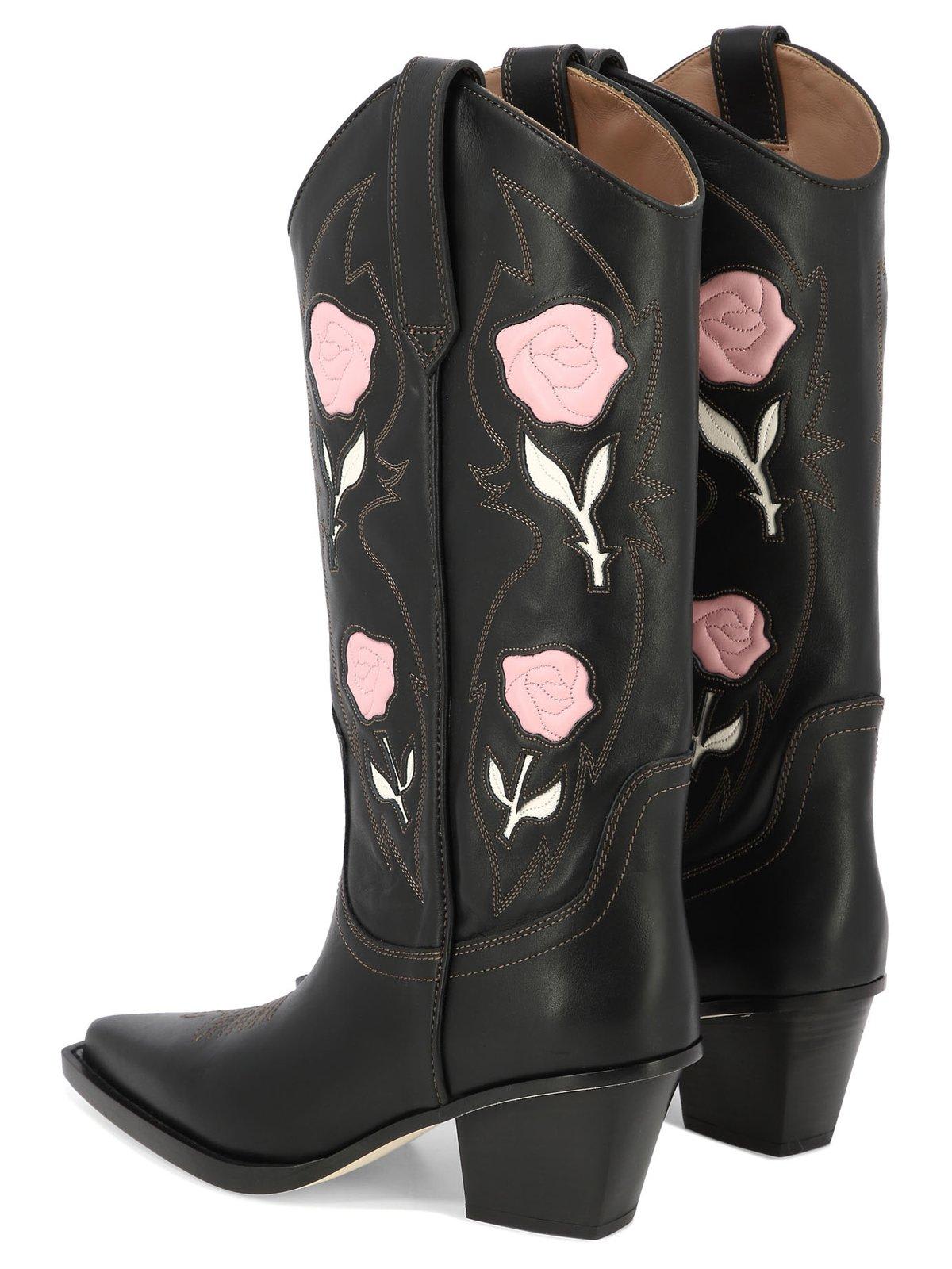 Shop Paris Texas Rosalia Pointed Toe Boots In Black