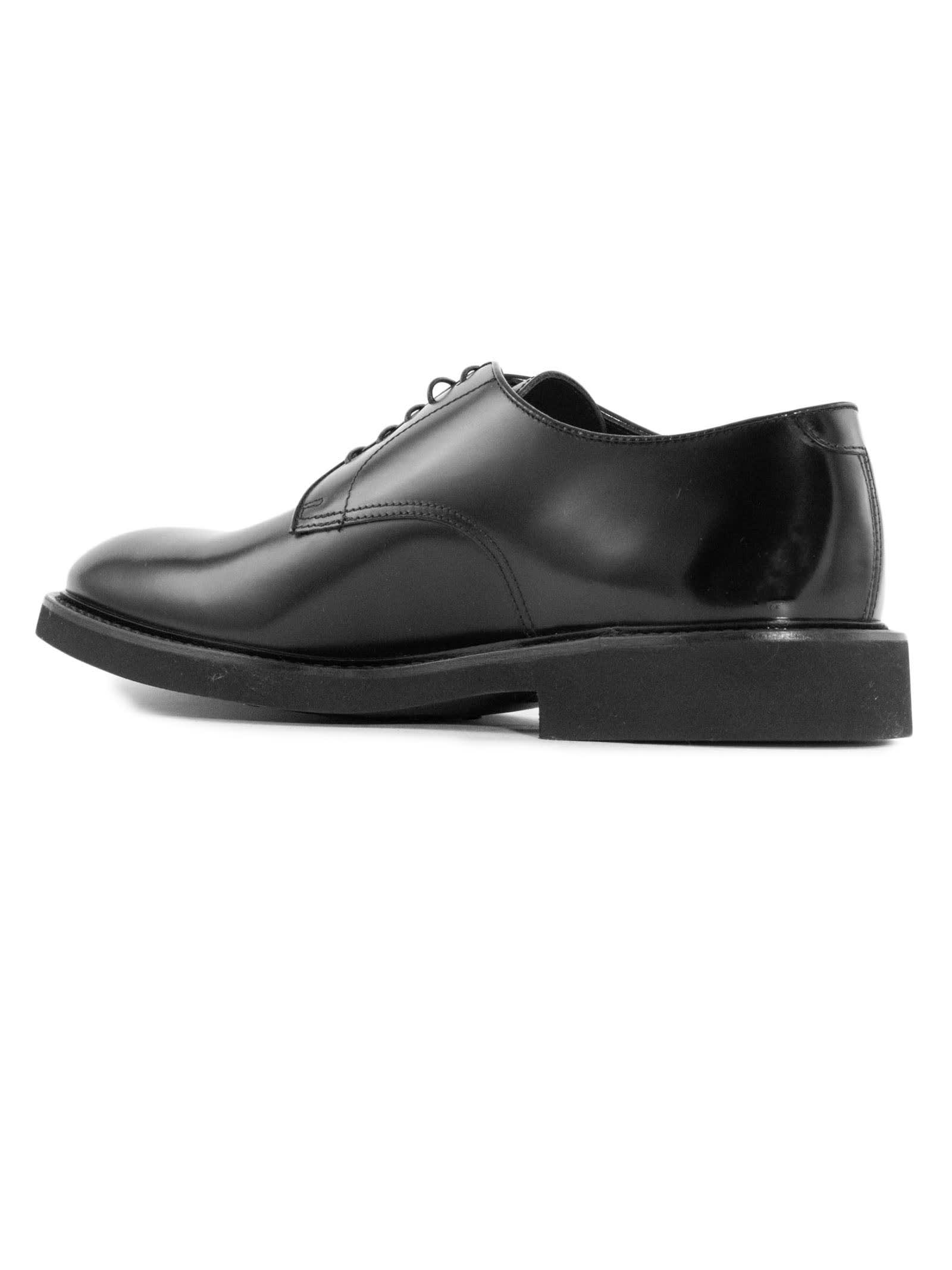 Shop Doucal's Black Leather Lace-up Derby