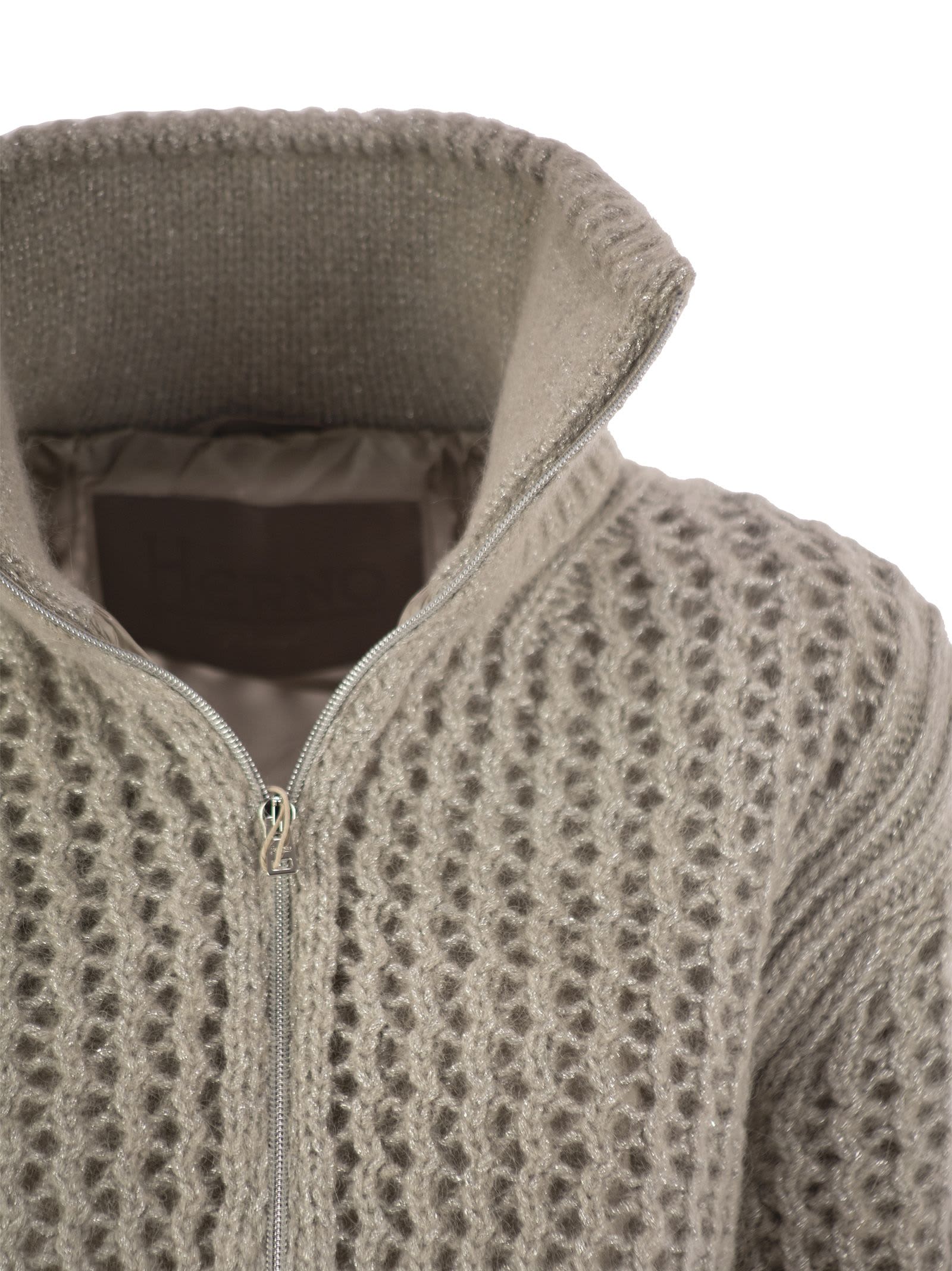 Shop Herno Cardigan In Alpaca And Wool Yarn In Beige