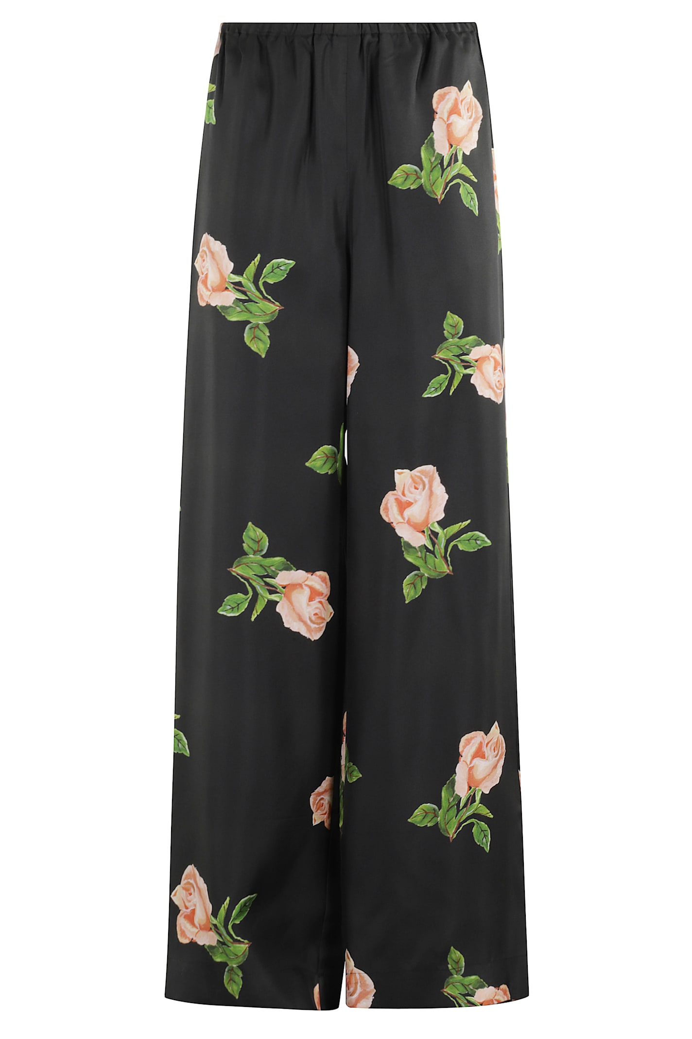 Nanushka Arvenn Rose-print Elastic-waist Trousers In Black