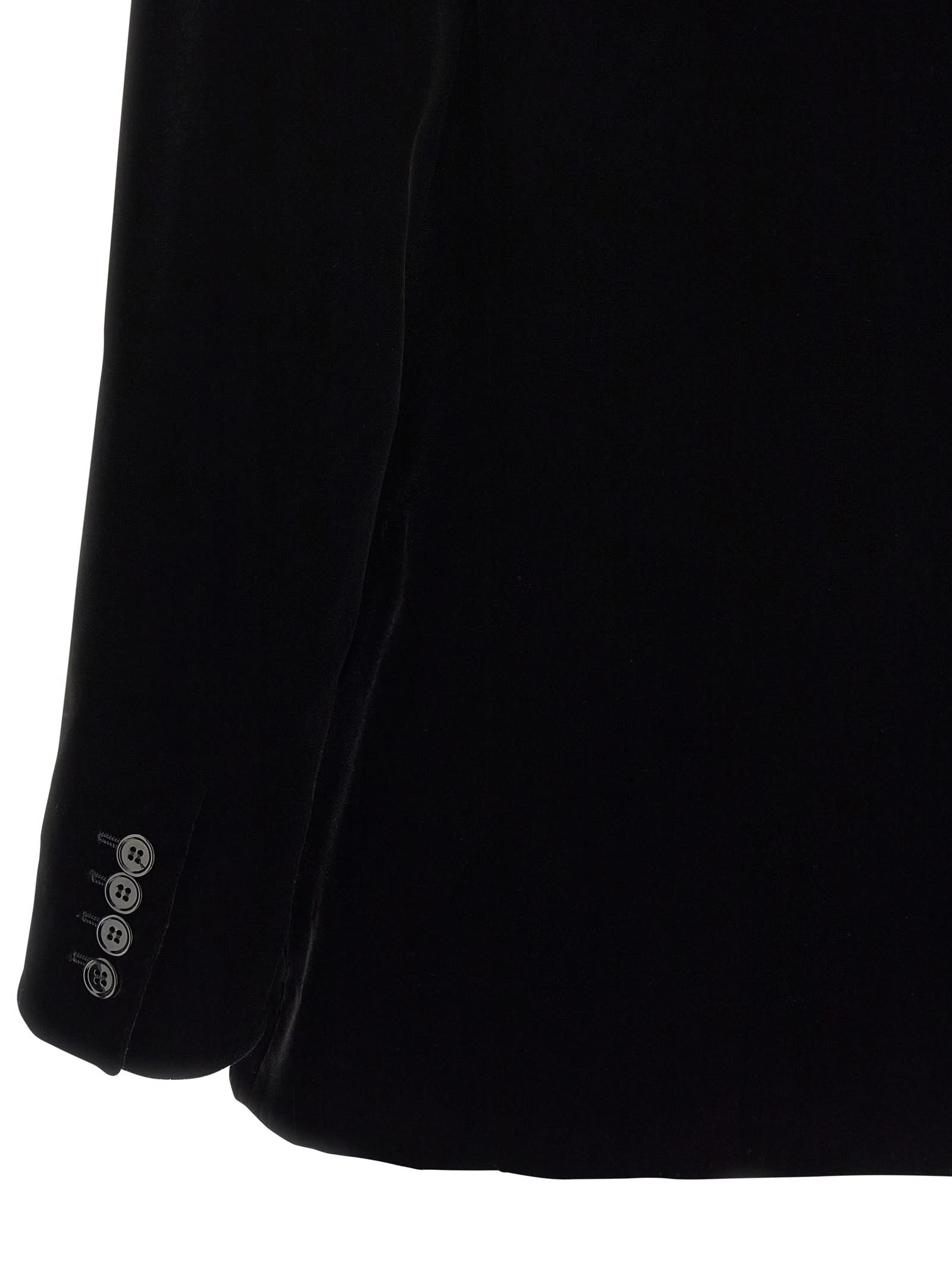 Saint Laurent Black Velvet Double-breasted Blazer In Black