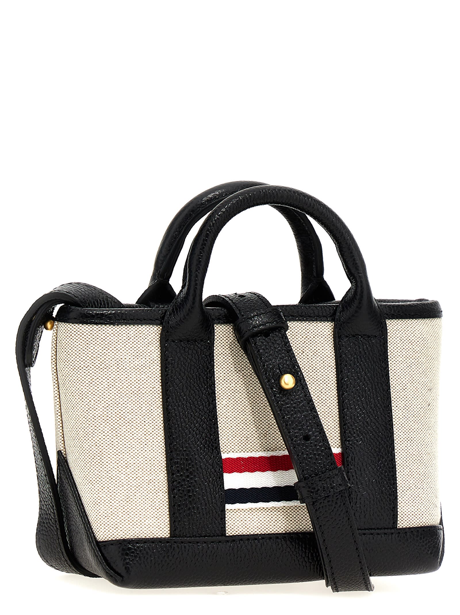 Shop Thom Browne Micro Tool Tote Handbag In Black