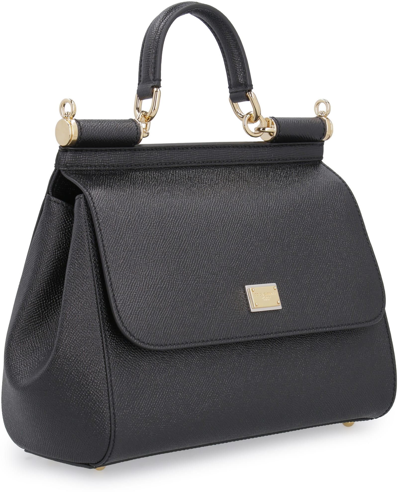 Shop Dolce & Gabbana Sicily Leather Handbag In Black