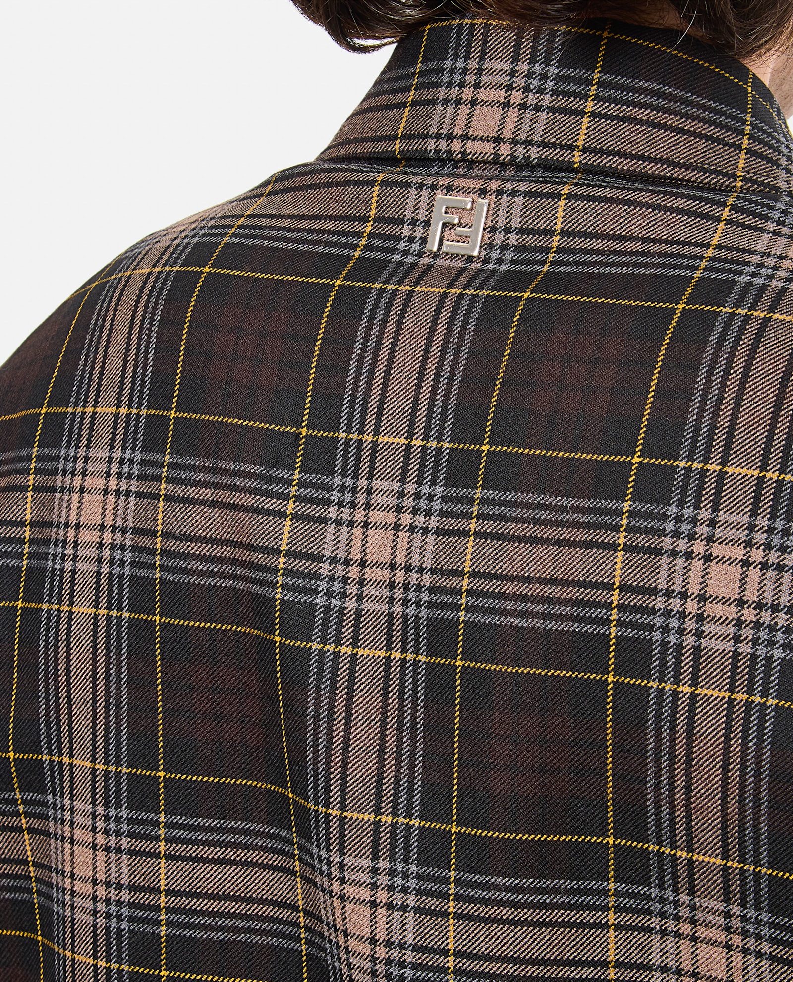Fendi Checked Virgin Wool Overshirt Withdouble Breast Pocket In Multicolour