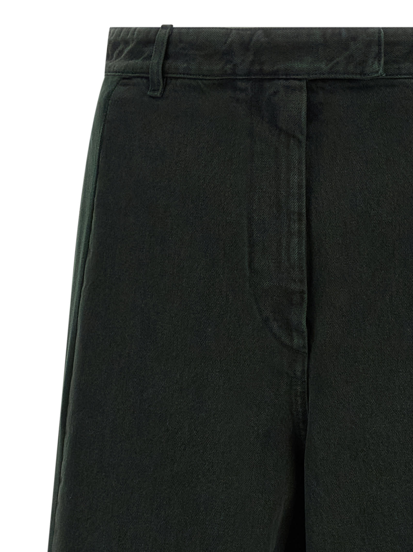 Dries Van Noten Velvet Insert Jeans Green In Green