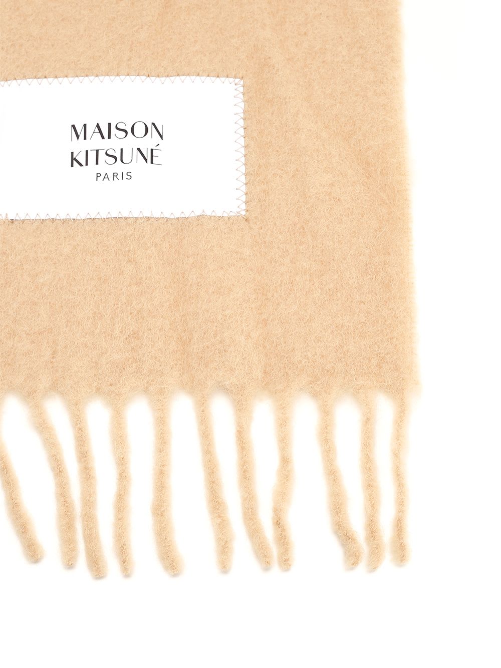 Shop Maison Kitsuné Baby Alpaca Scarf In Beige