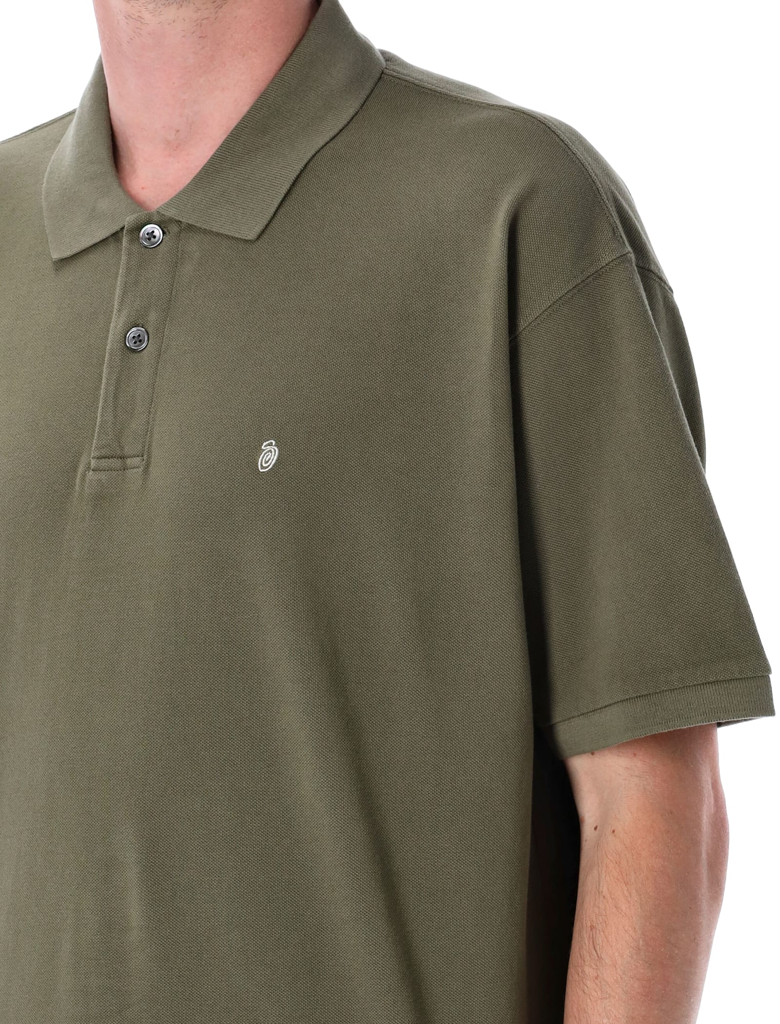 Stussy Classic Pique Polo Shirt In Green