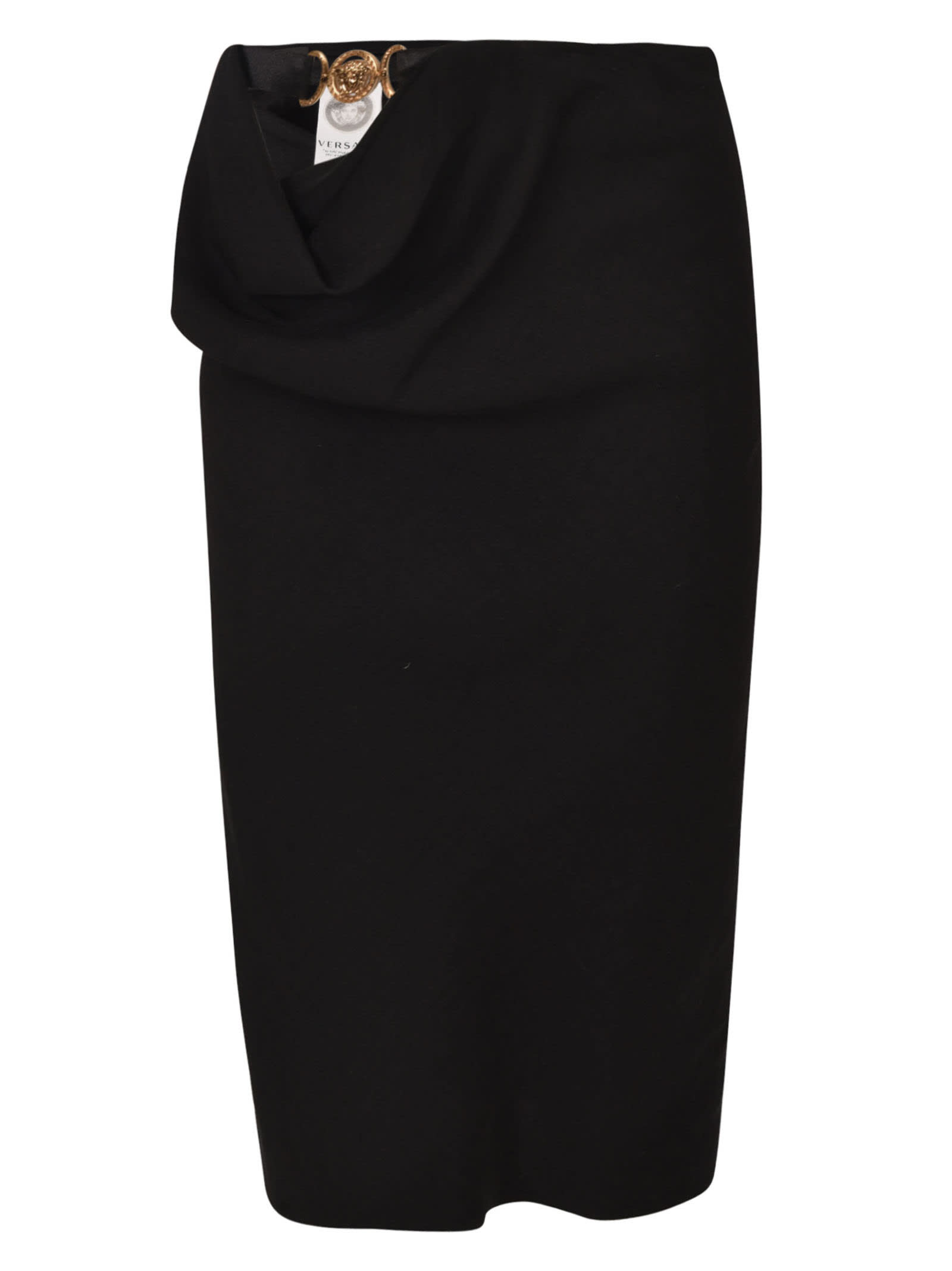 Versace Logo Plaque Mid-length Skirt In Black