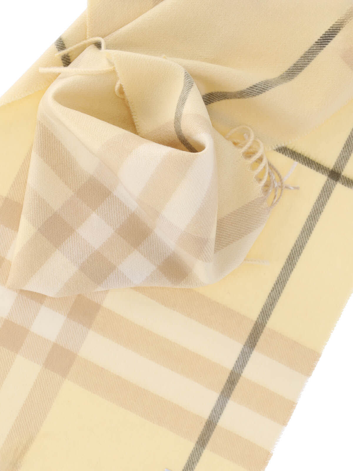 Burberry Rectangular Cashmere Scarf With Iconic Logo Intarsia In Yellow