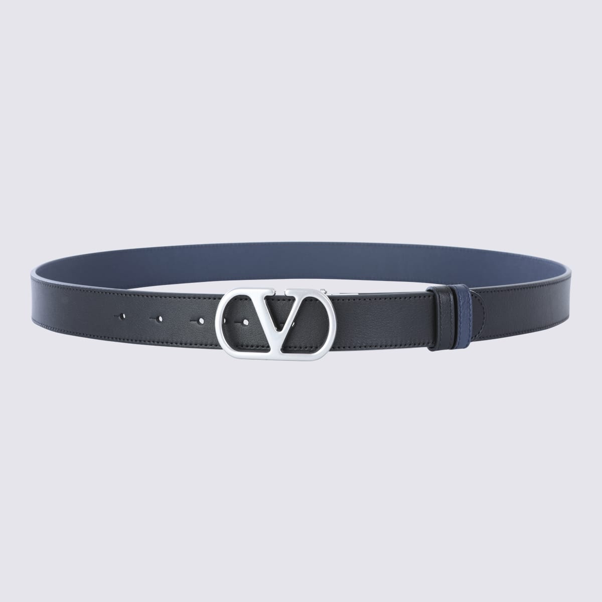 Black And Navy Leather Belt
