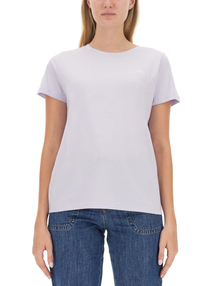 Apc T-shirt With Logo In Lilac