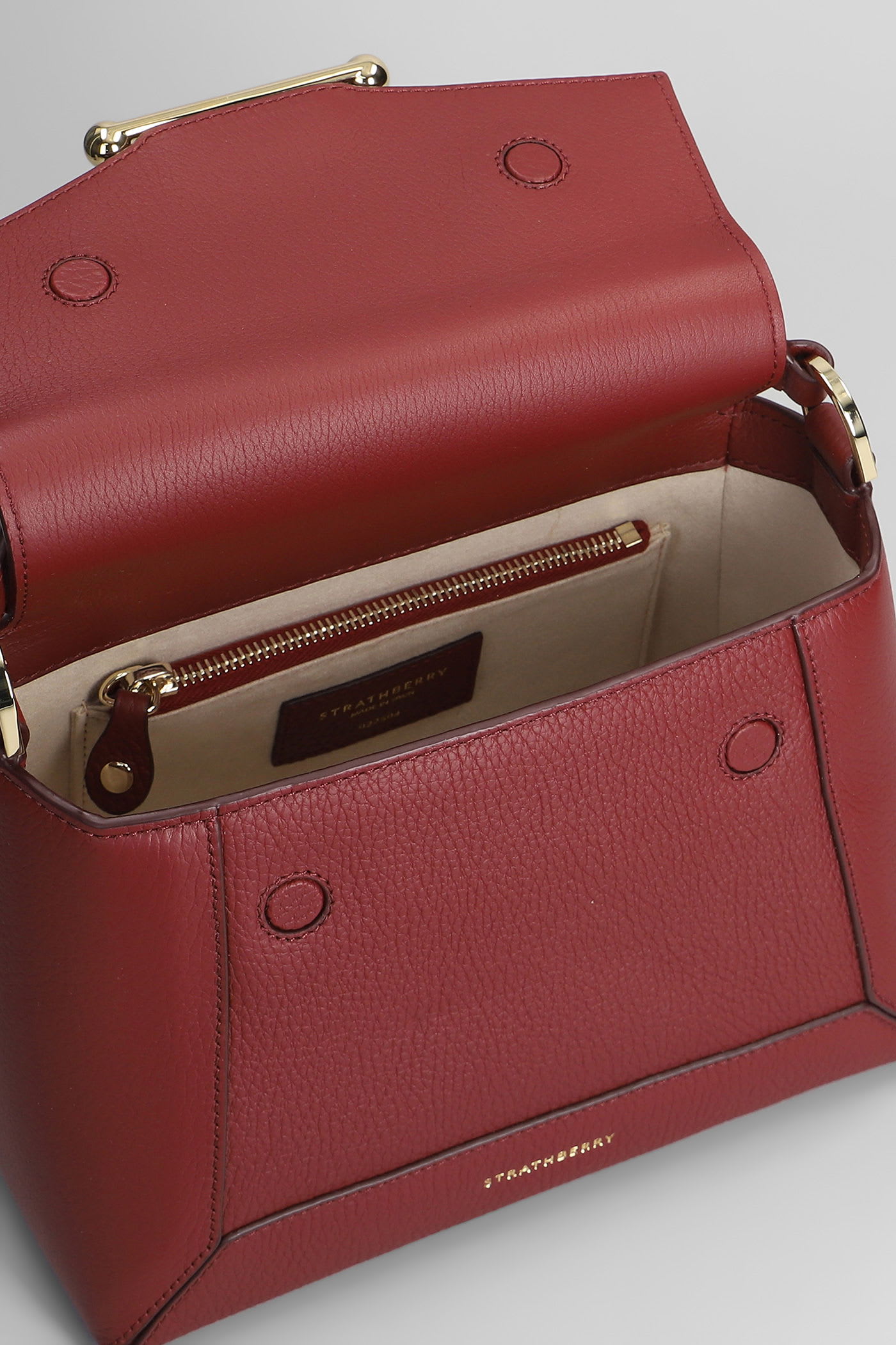 Strathberry Mosaic Shoulder Bag In Bordeaux Leather In Burgundy