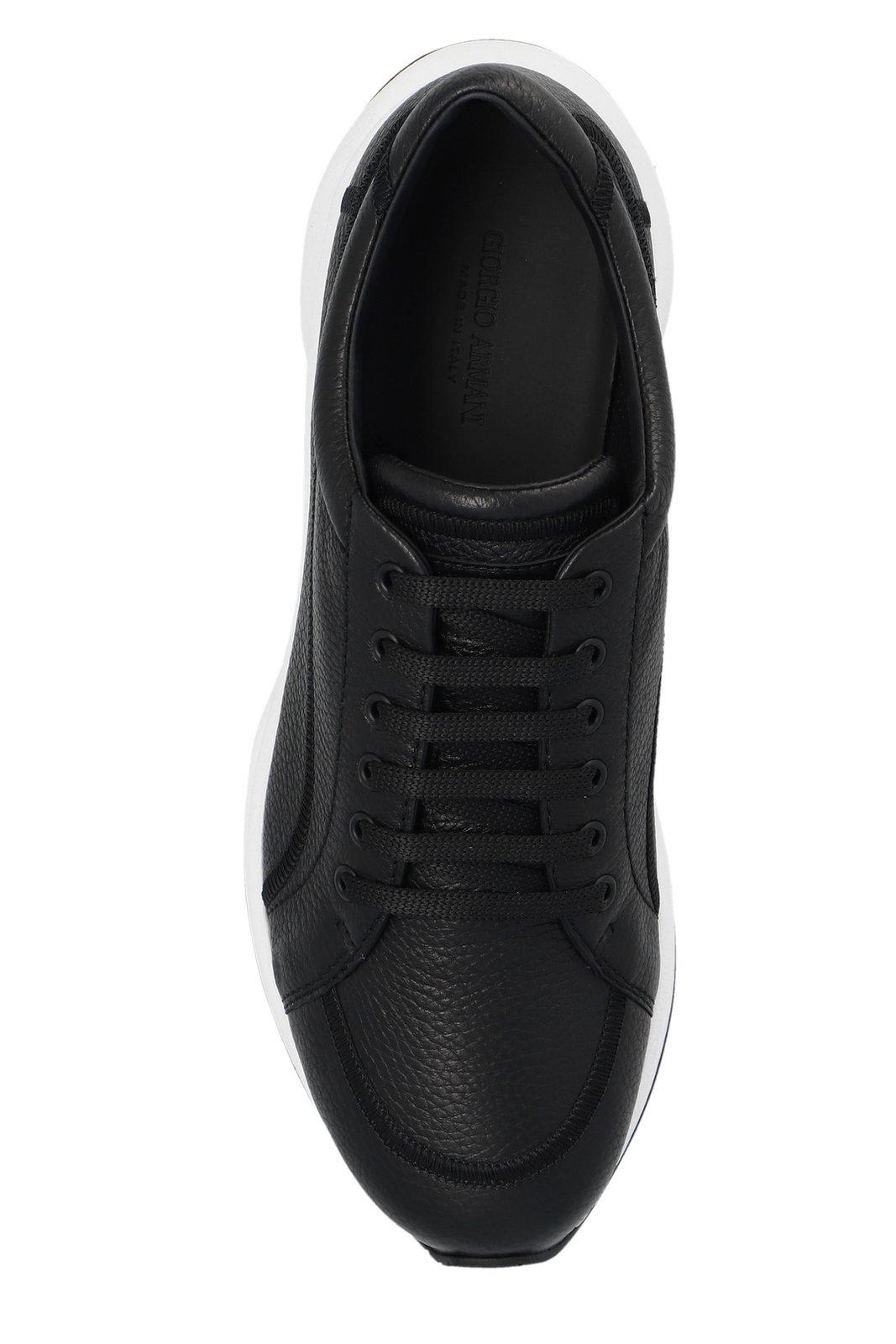 Shop Giorgio Armani Almond Toe Low-top Sneakers In Black