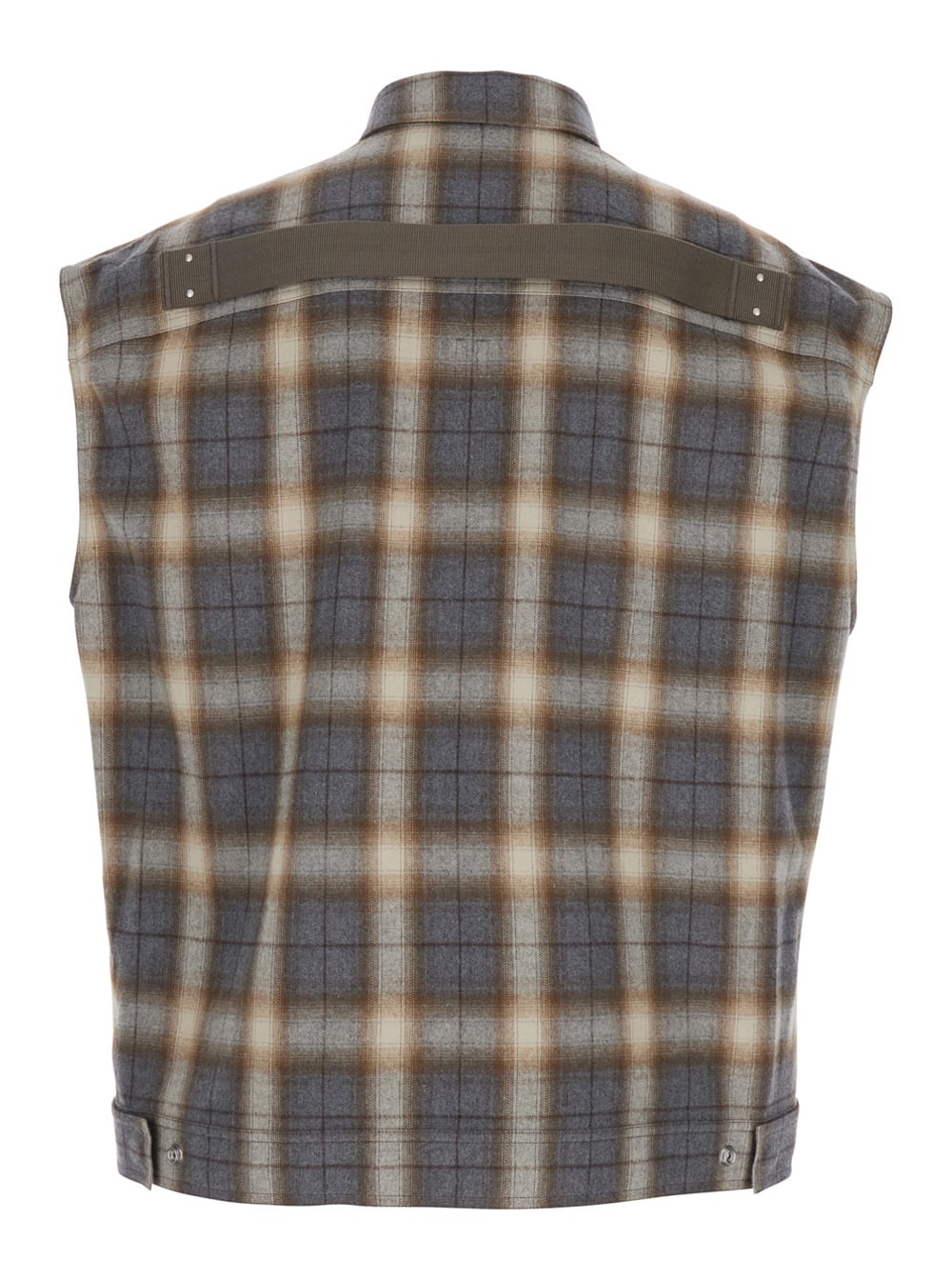 Rick Owens Grey Sleeveless Jacket With All-over Striped Motif In Cotton Man In Grey