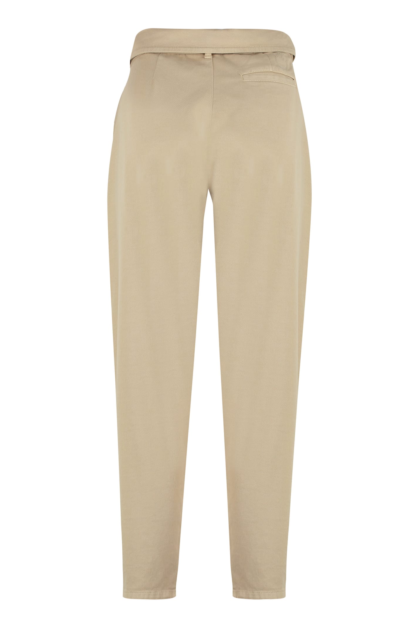 Shop Pinko Ingaggio High-rise Cotton Trousers In Beige