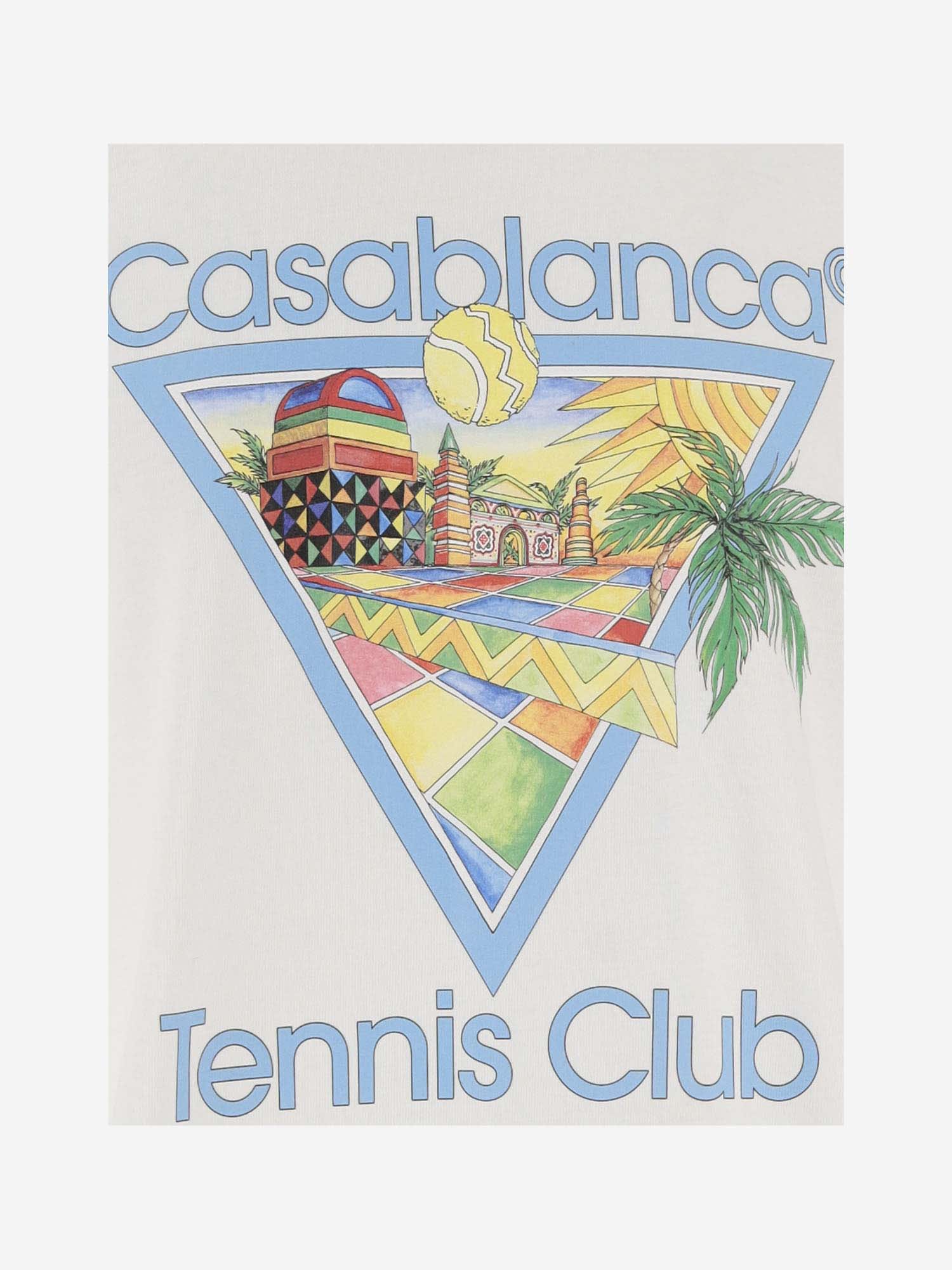 Shop Casablanca T-shirt Afro Cubism Tennis Club In White