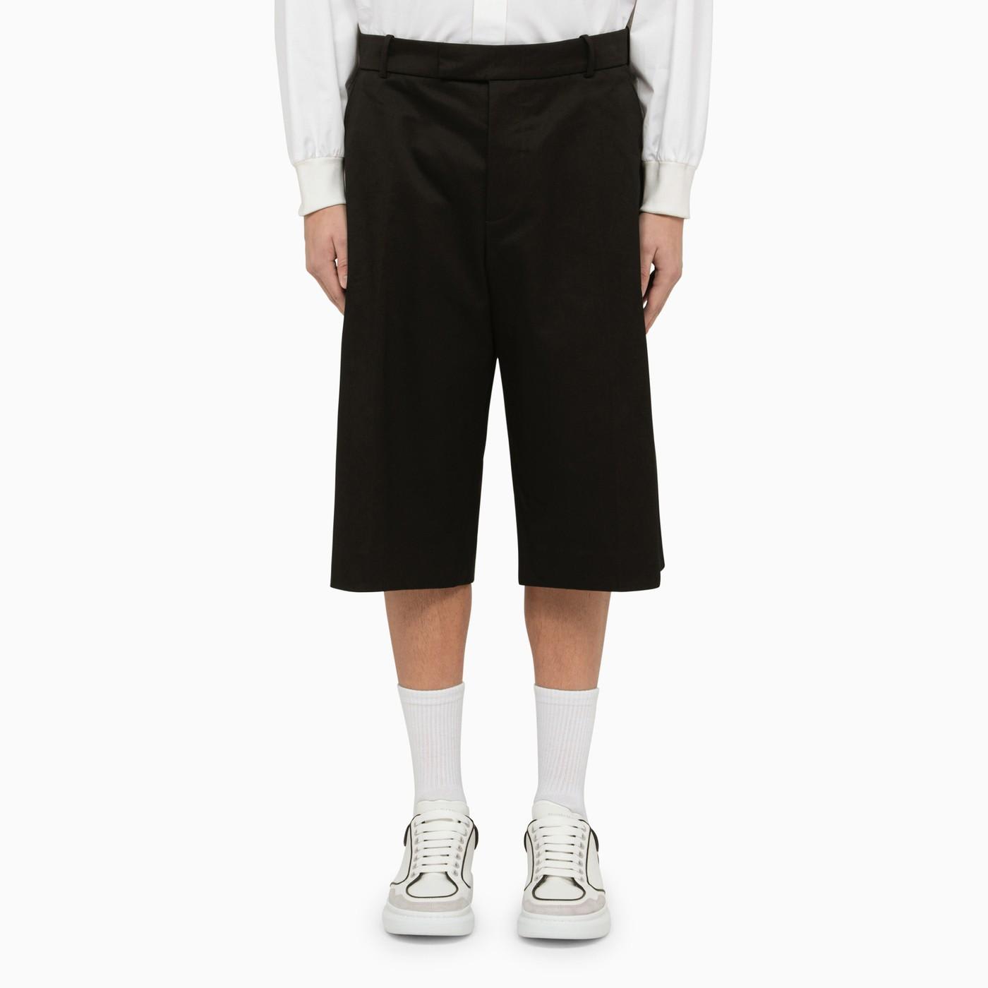 Alexander Mcqueen Black Baggy Cotton Bermuda Shorts