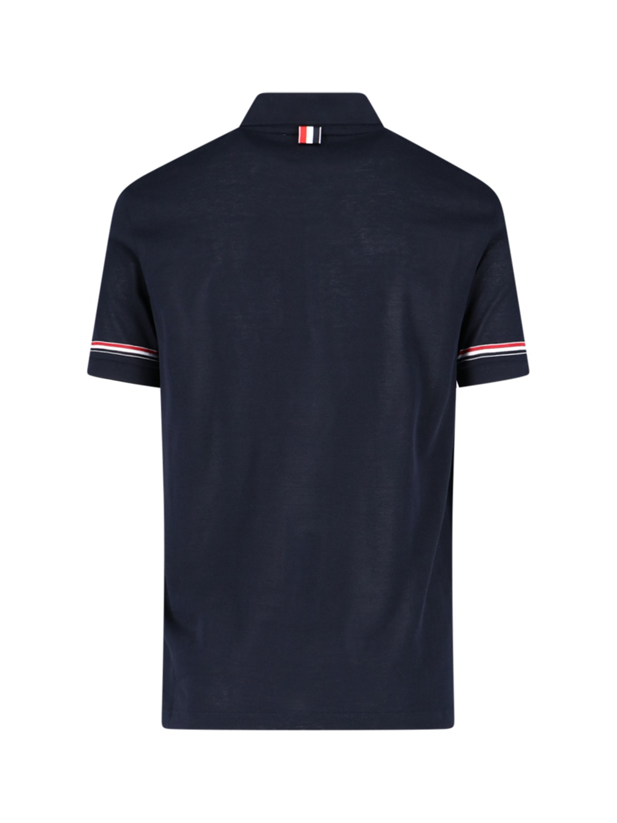 Shop Thom Browne Tricolor Detail Polo Shirt In Blue