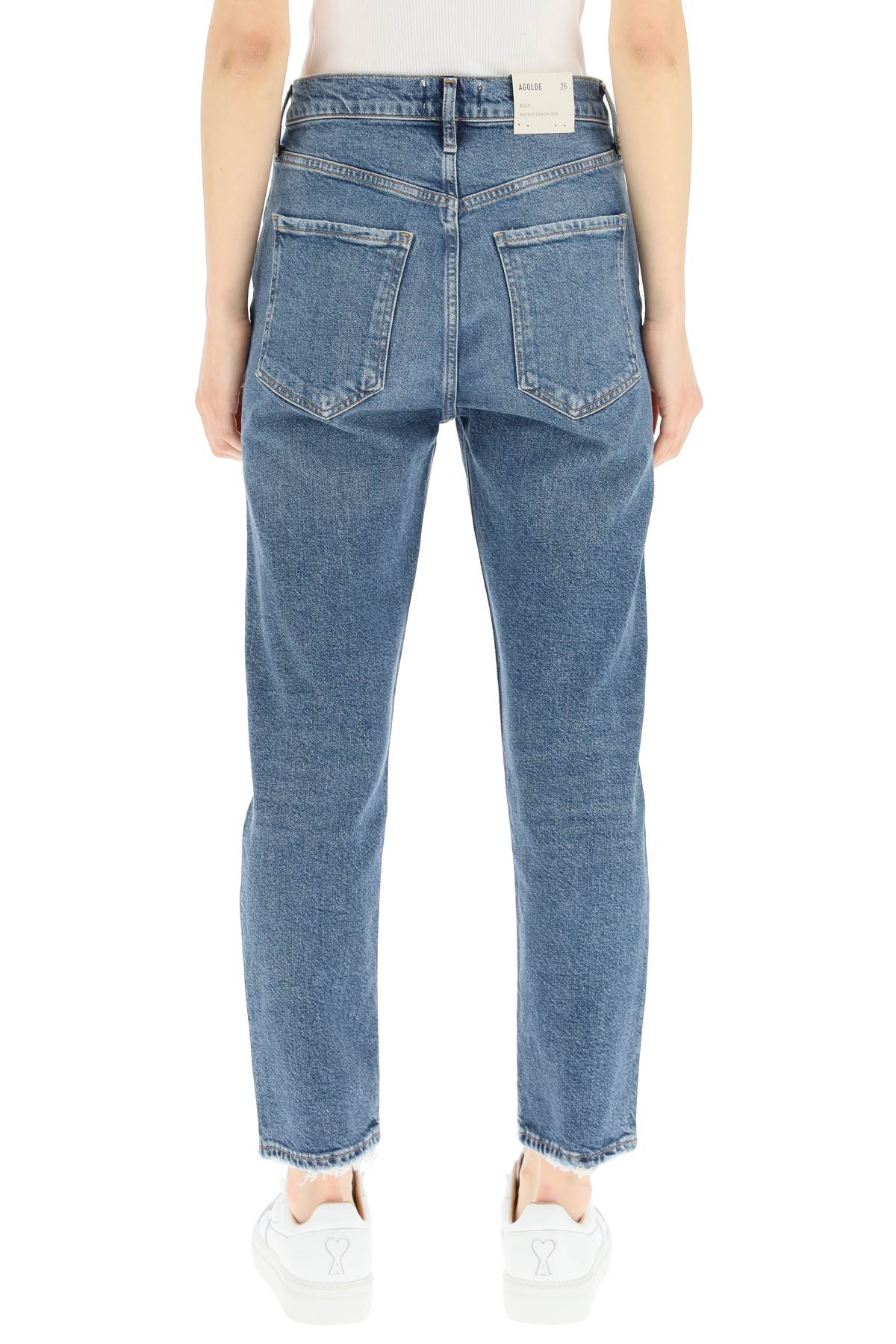 Shop Agolde Riley Cropped Jeans In Slnce Silence