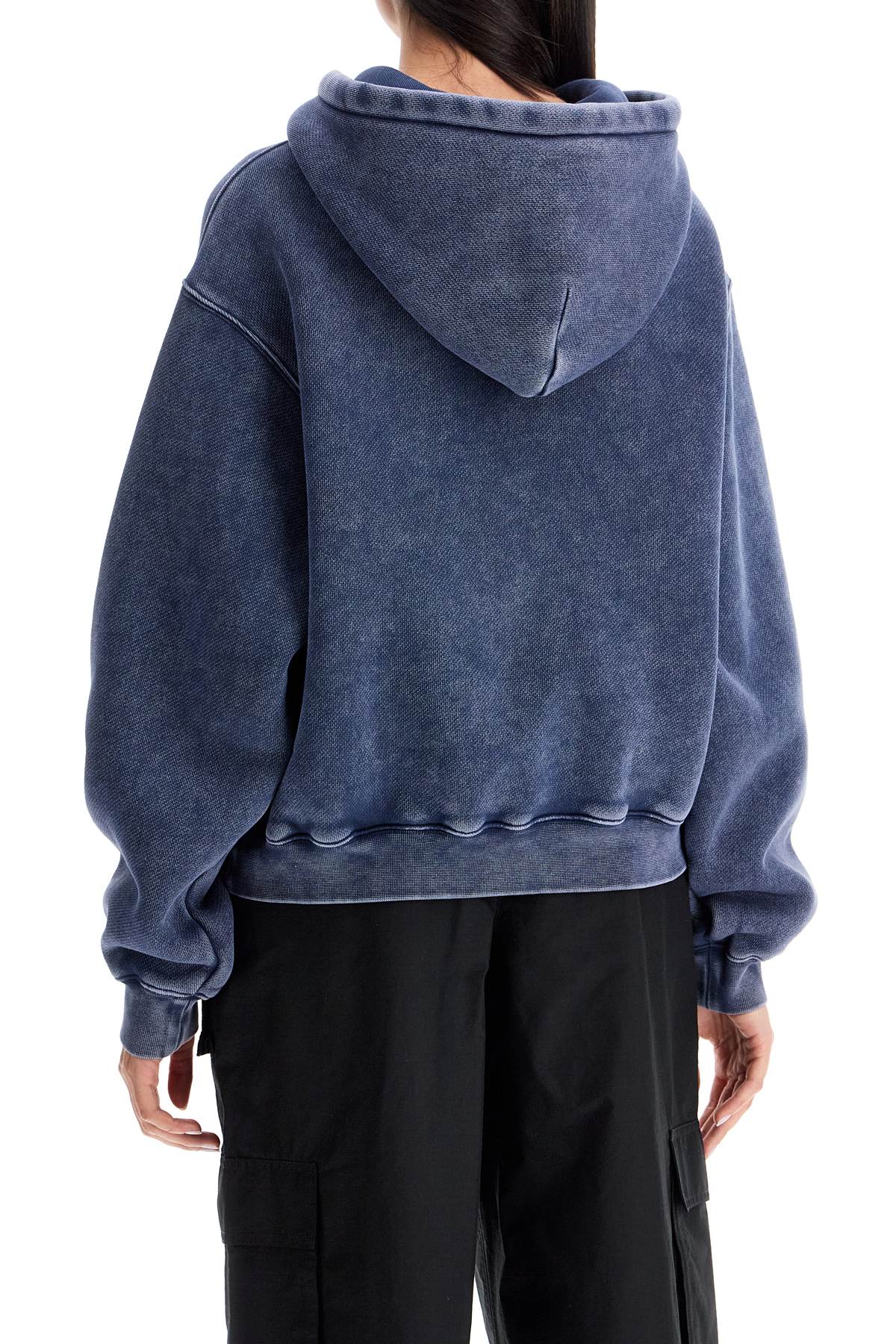 Shop Alexander Wang Boxy Hoodie With Hood In Acid Black Ice (blue)