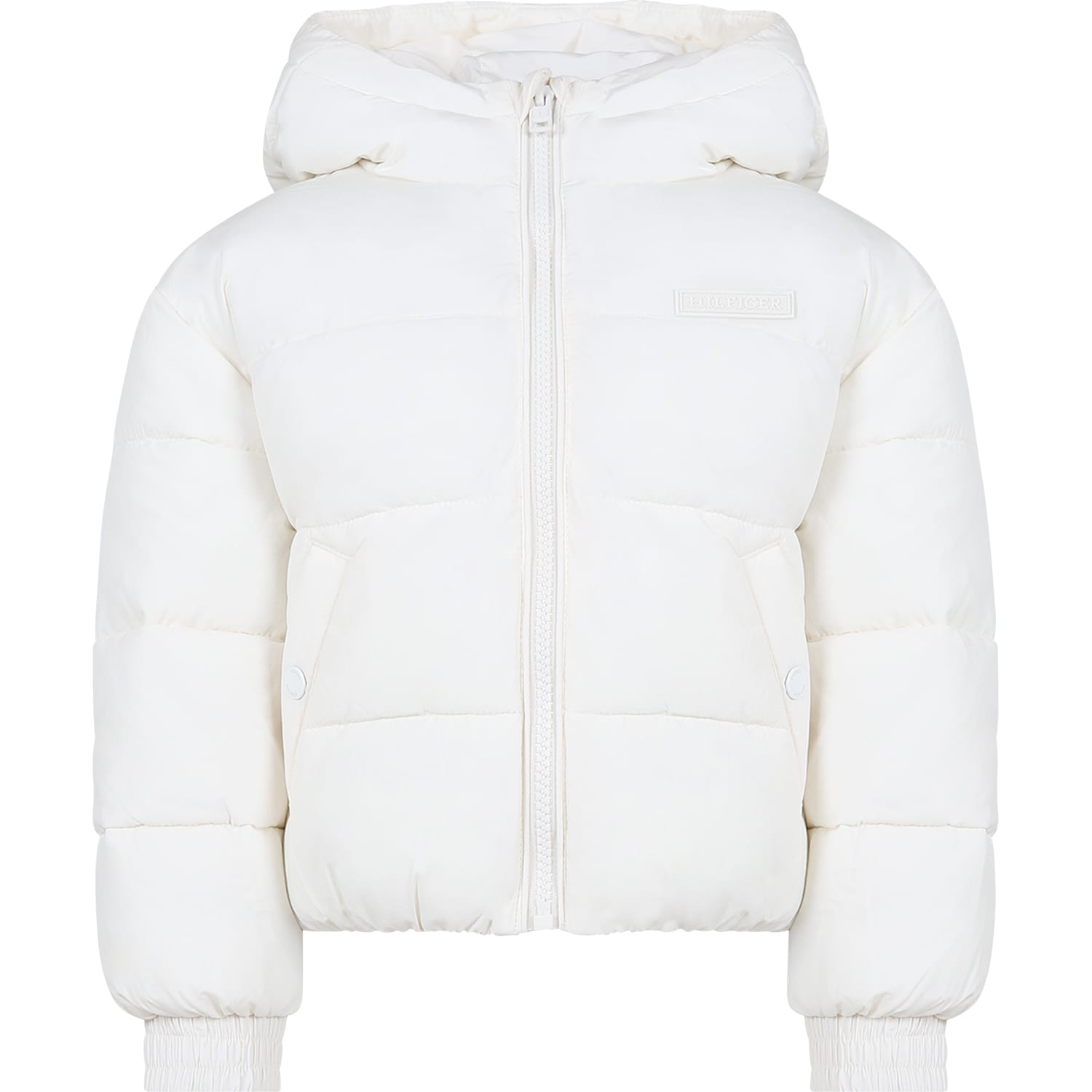 Tommy Hilfiger Kids' Ivory Down Jacket For Girl With Logo
