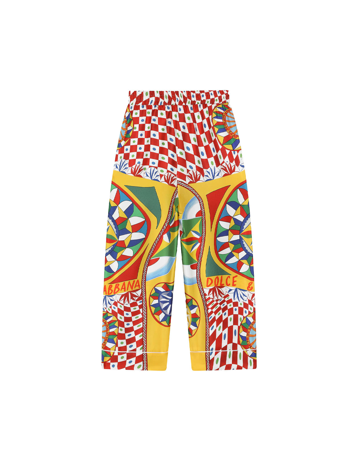 Shop Dolce & Gabbana Twill Trousers With Cart Print And Contrast Piping In Multicolour
