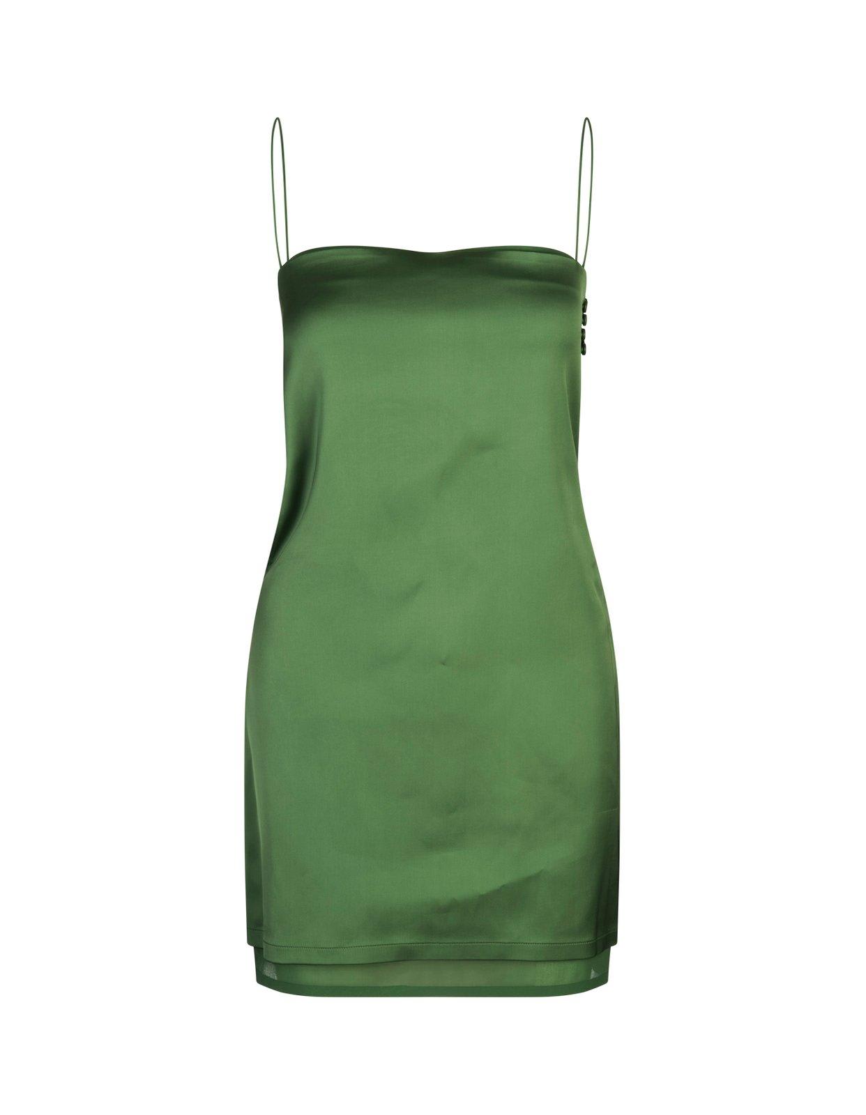 Shop Jacquemus The Elica Slash Mini Dress In Green