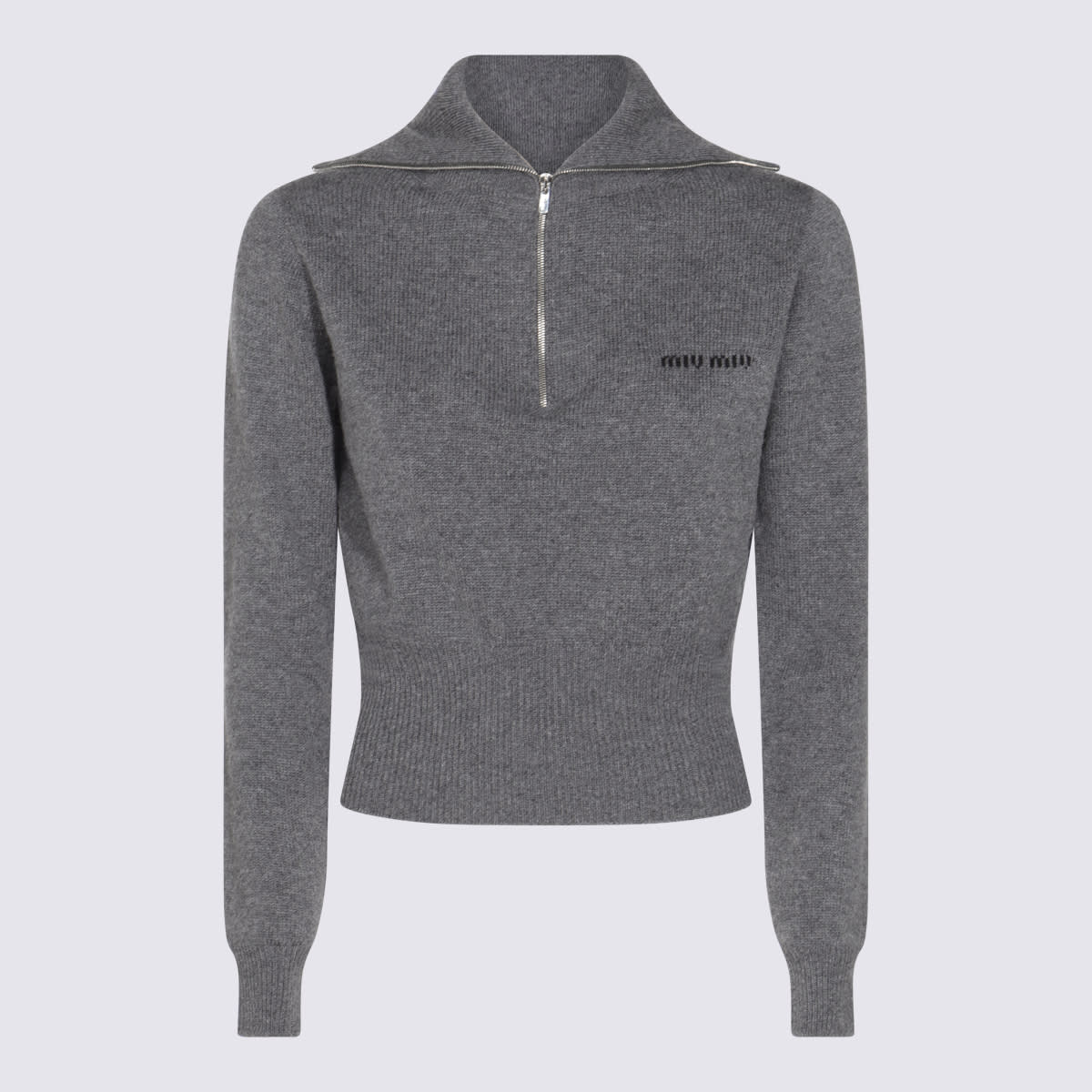 Miu Miu Grey Cashmere Knitwear In Multi