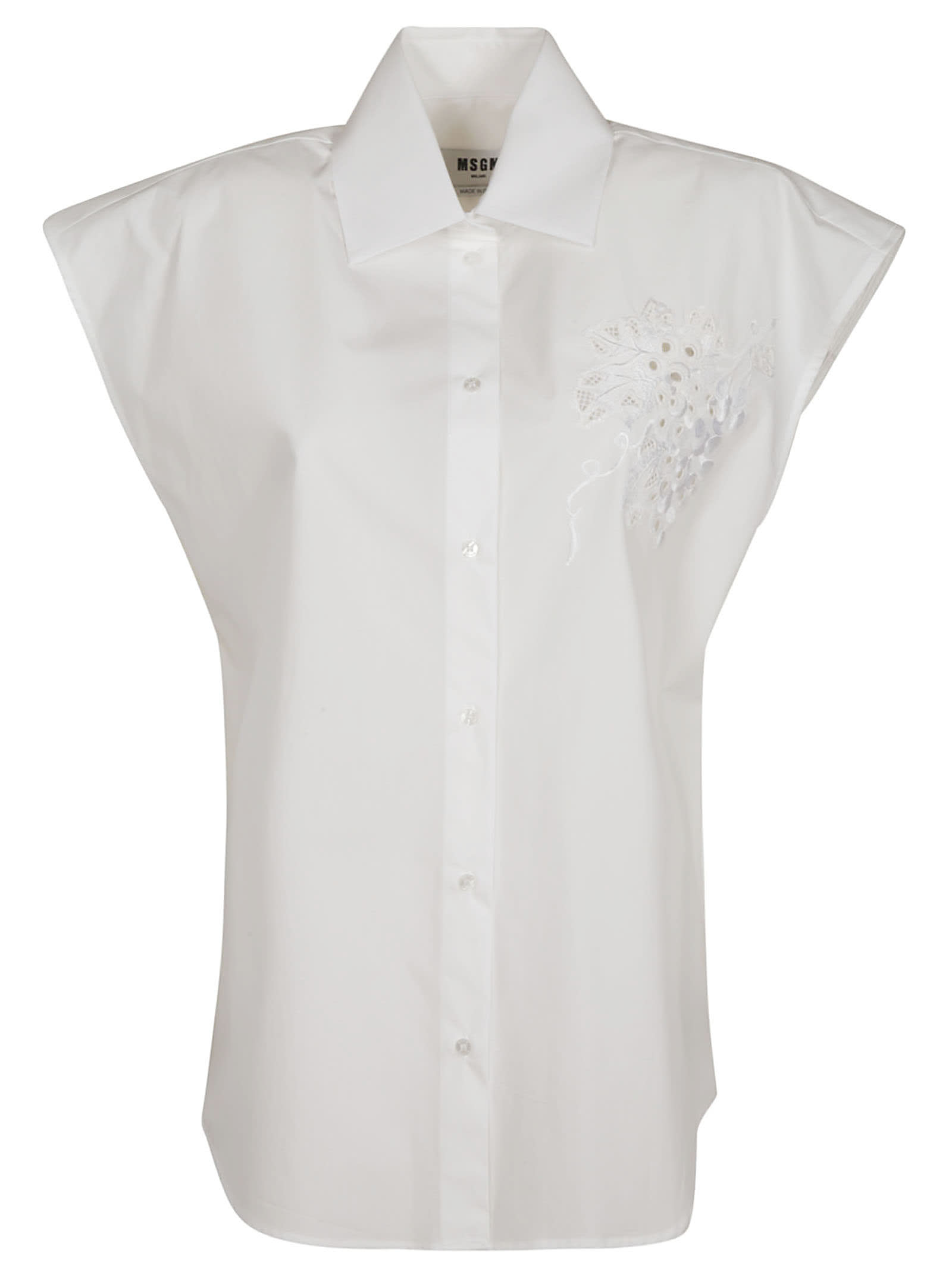 MSGM Embroidered Chest Sleeveless Shirt