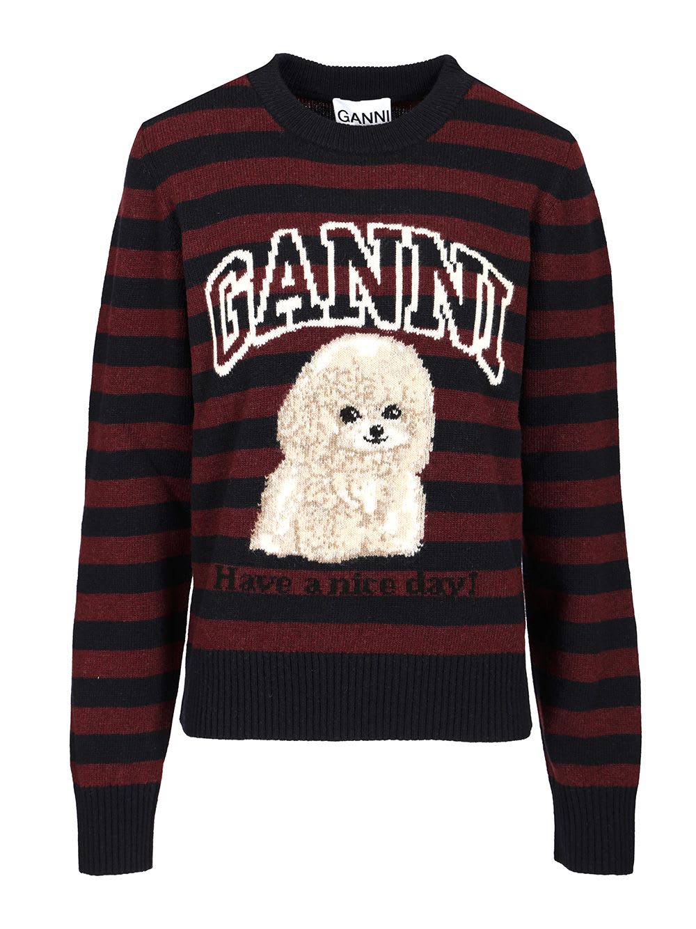 Ganni Striped Sweater In Multi