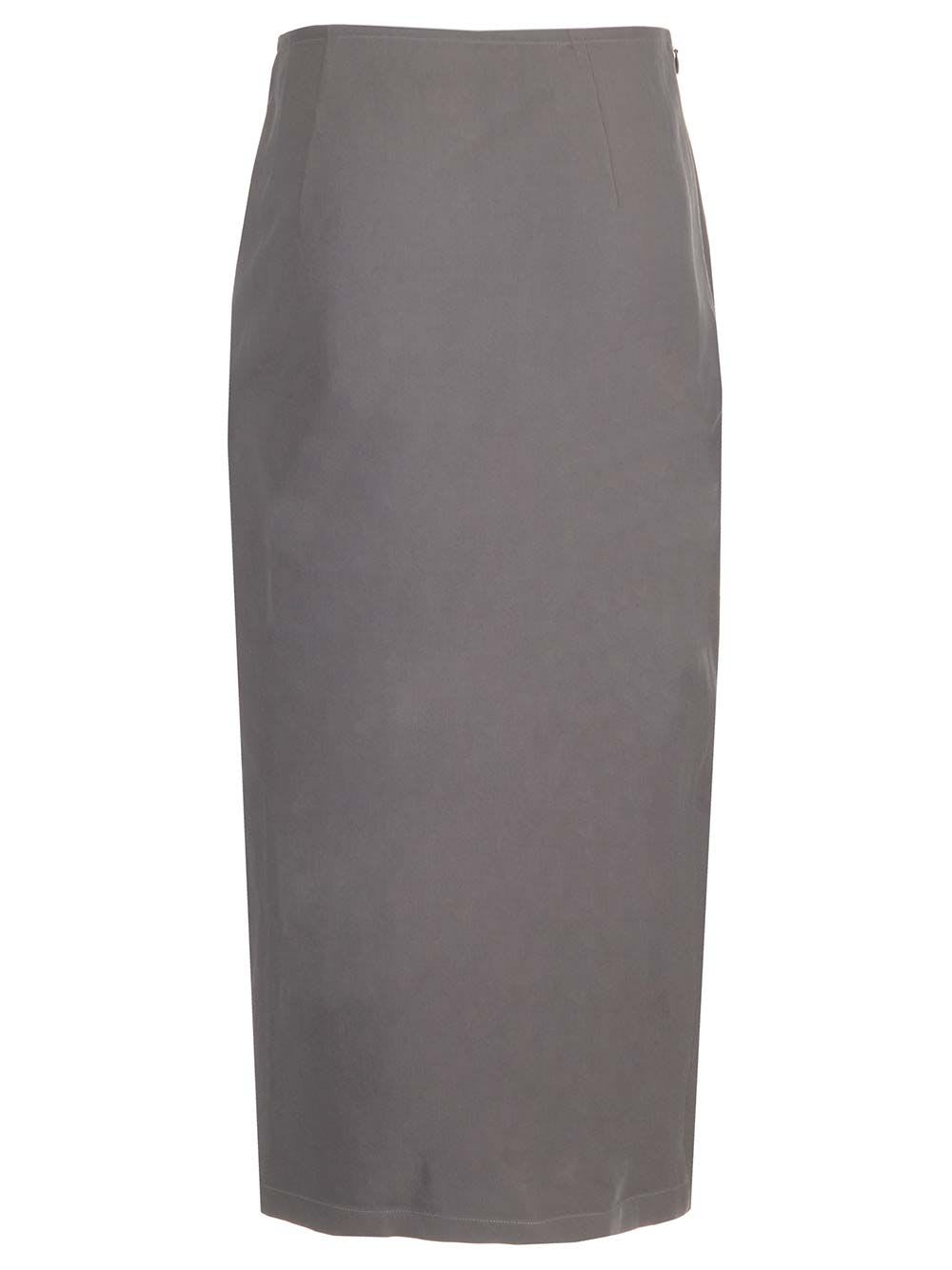 Shop Dries Van Noten Wool Canvas Midi Skirt In Grey