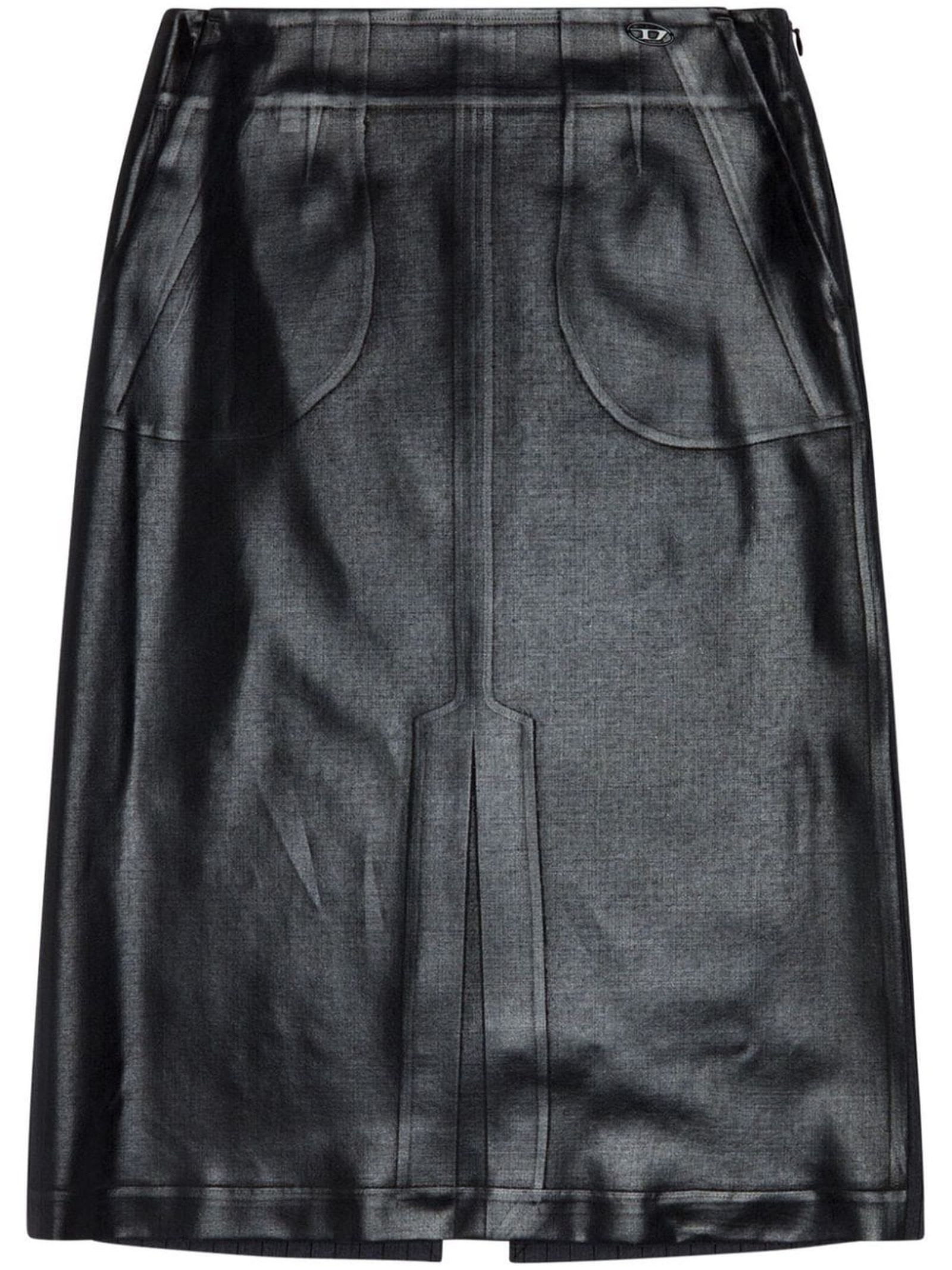 Shop Diesel O-rion Faux-leather Midi Skirt In Black