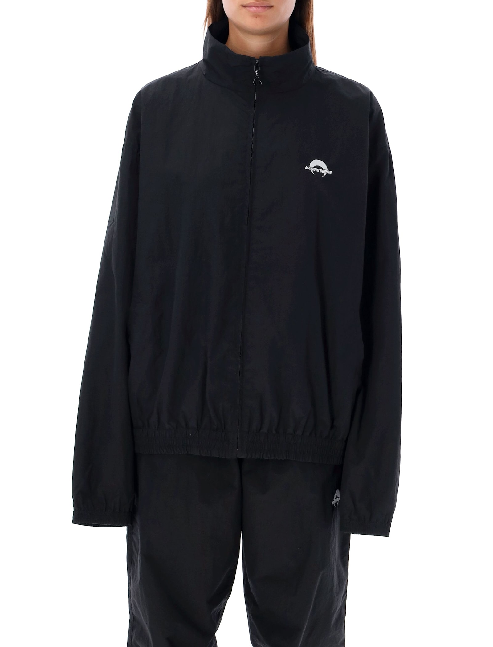 Shop Marine Serre Ms Sport Nylon Track Jacket In Black