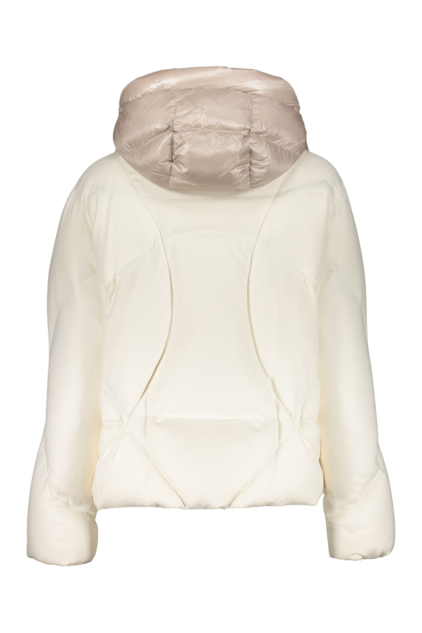 Herno Short Down Jacket With Removable Hood Scarf In White