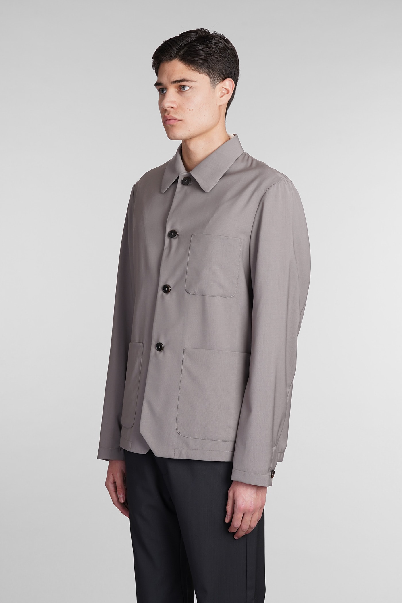 Shop Barena Venezia Visal Shirt In Grey Wool