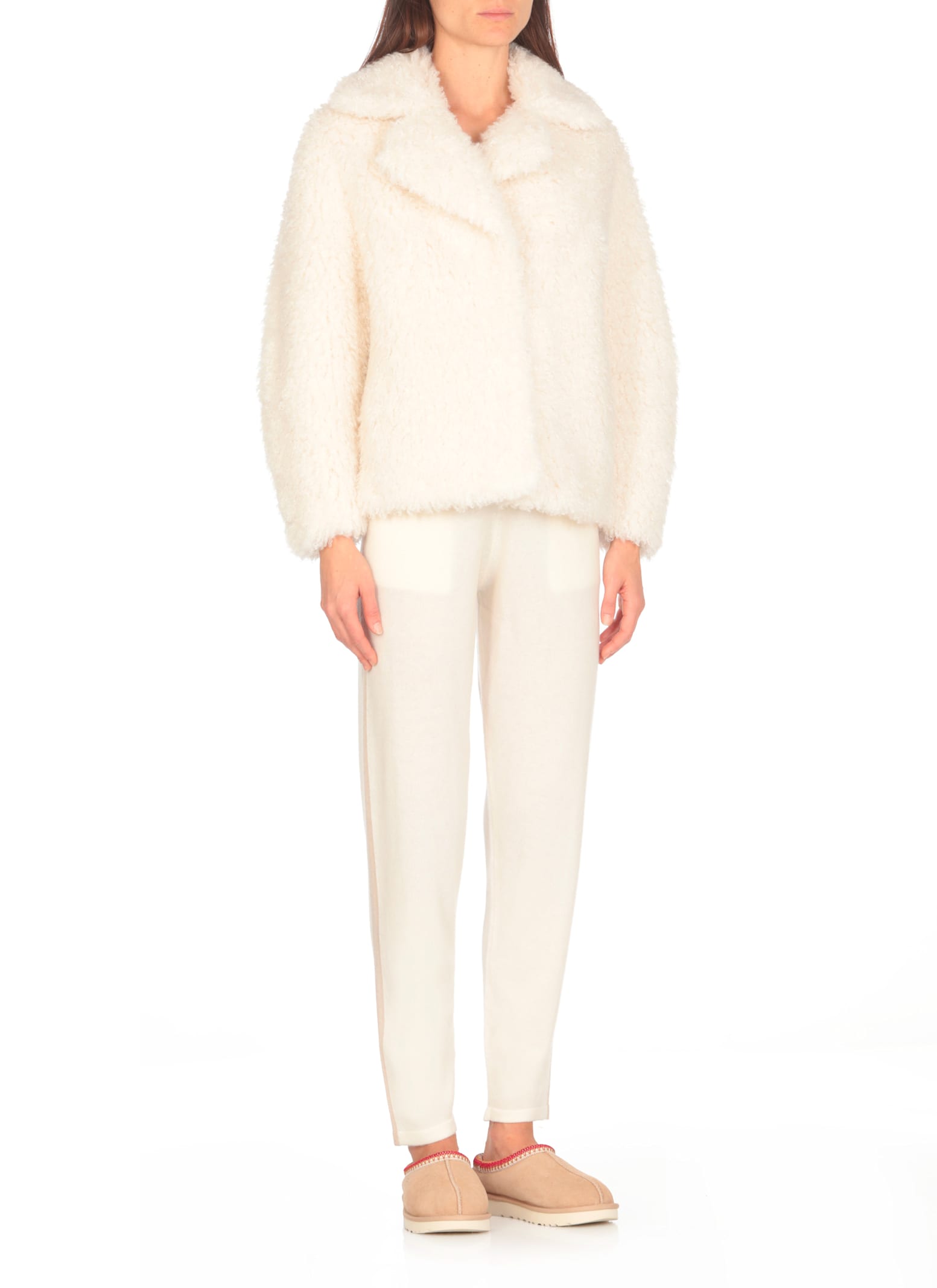 Shop Betta Corradi Bouclé Coat In Ivory