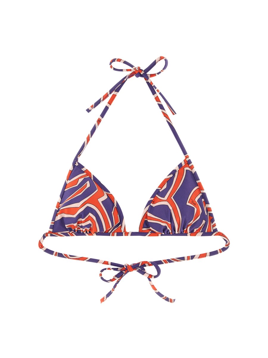 Pucci Maze Print Triangle Bikini Top In Blue